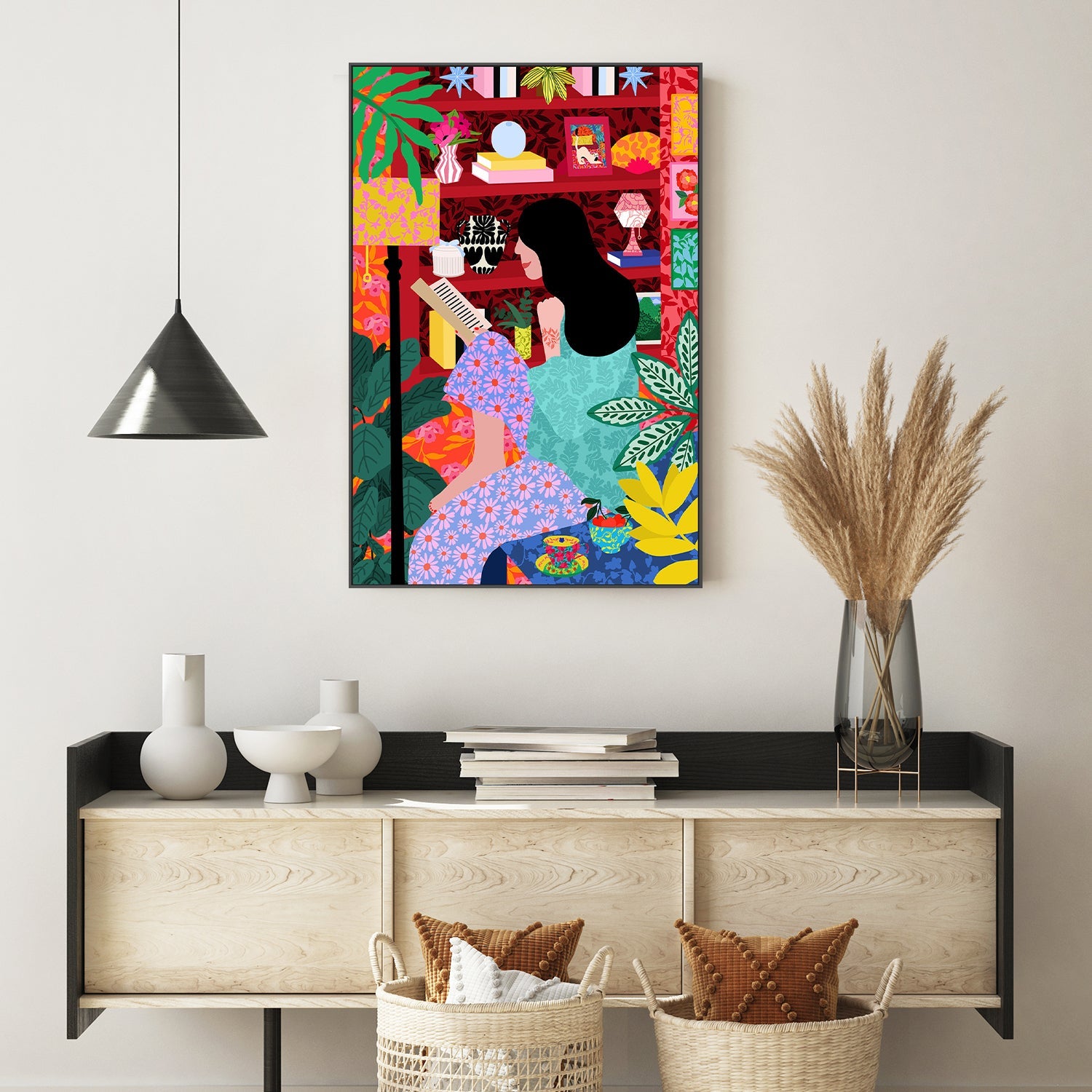 wall-art-print-canvas-poster-framed-Girl Reading Her Favorite Book-7