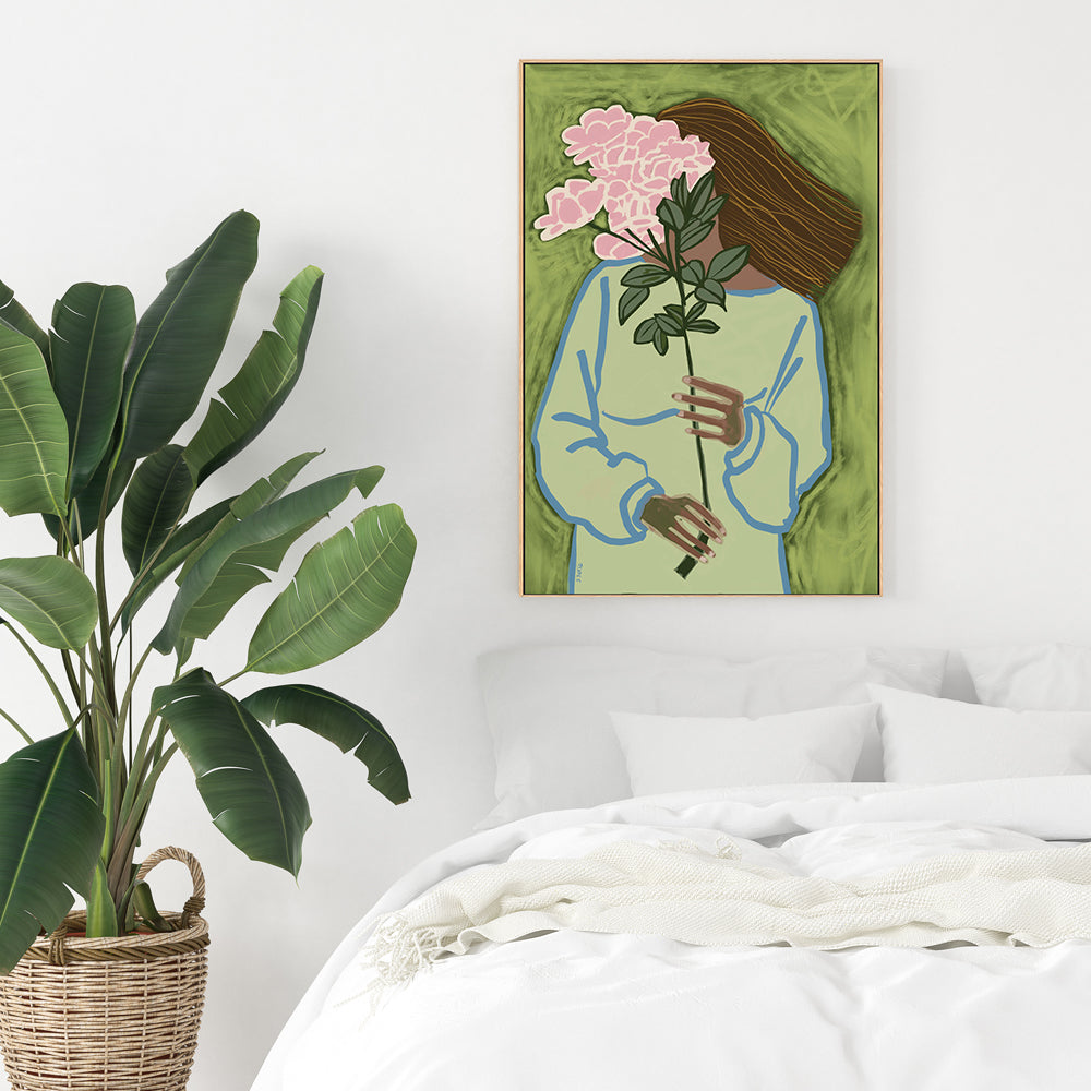 wall-art-print-canvas-poster-framed-Girl With Flower , By Sharyn Bursic-2
