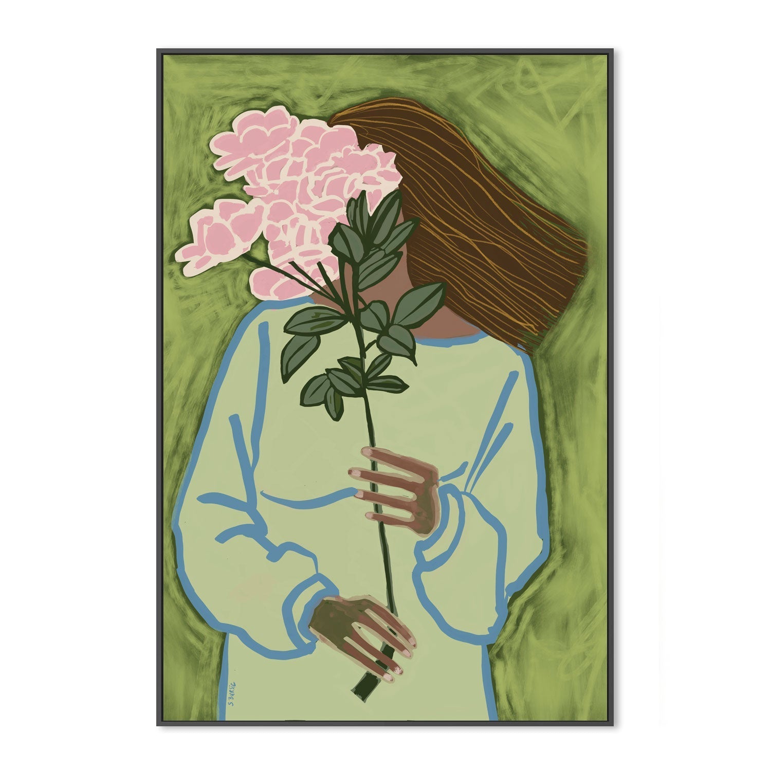 wall-art-print-canvas-poster-framed-Girl With Flower , By Sharyn Bursic-3