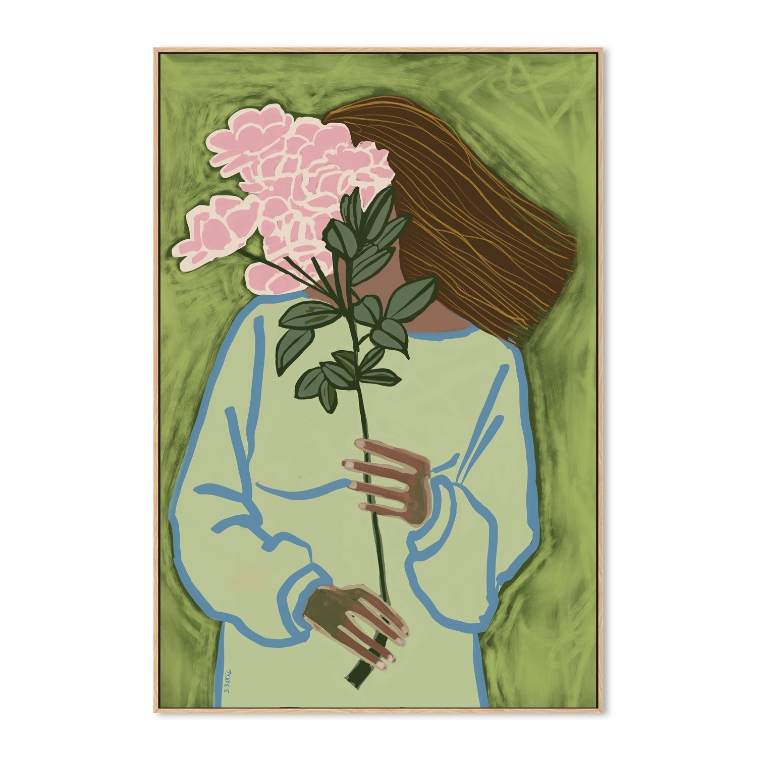 wall-art-print-canvas-poster-framed-Girl With Flower , By Sharyn Bursic-4