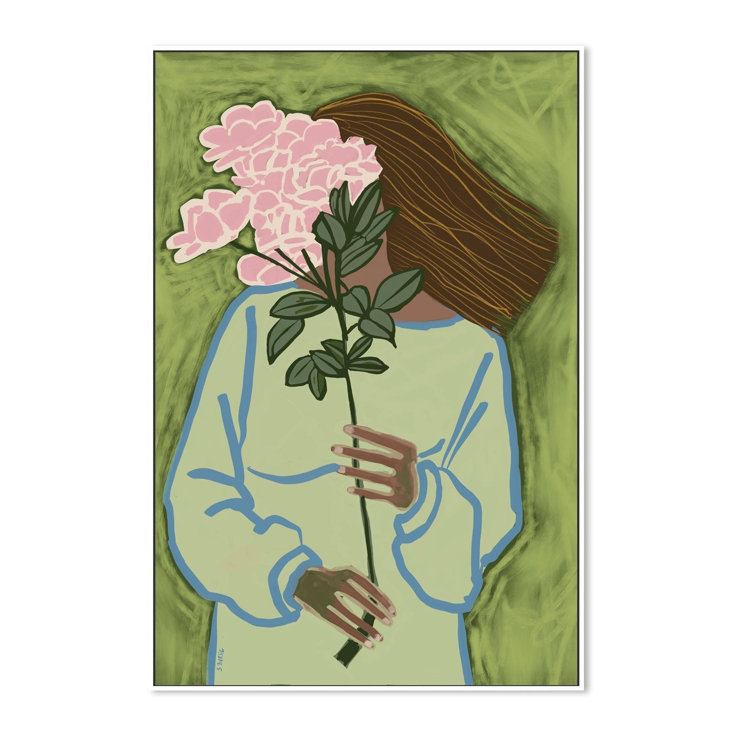 wall-art-print-canvas-poster-framed-Girl With Flower , By Sharyn Bursic-5