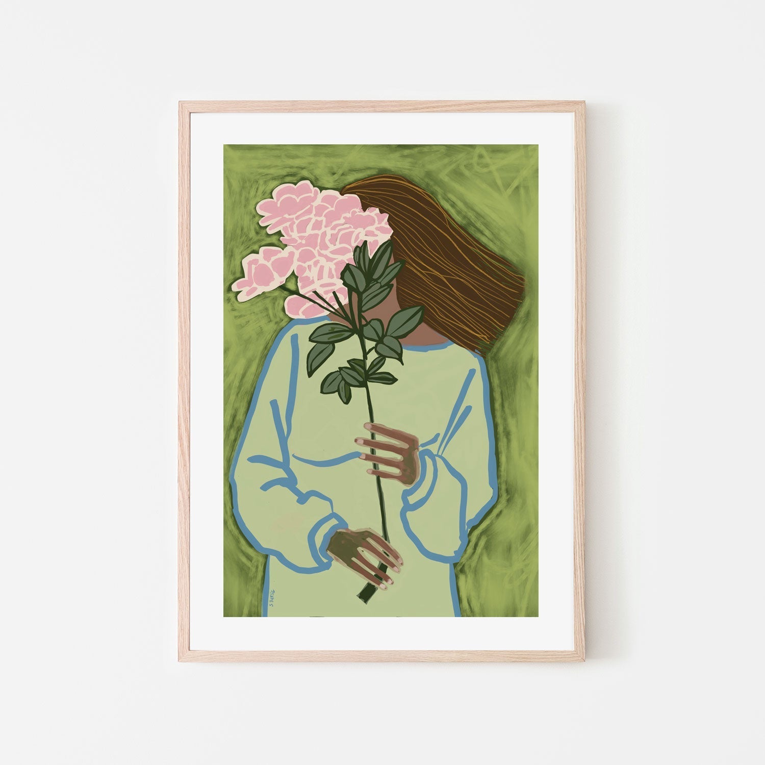 wall-art-print-canvas-poster-framed-Girl With Flower , By Sharyn Bursic-6