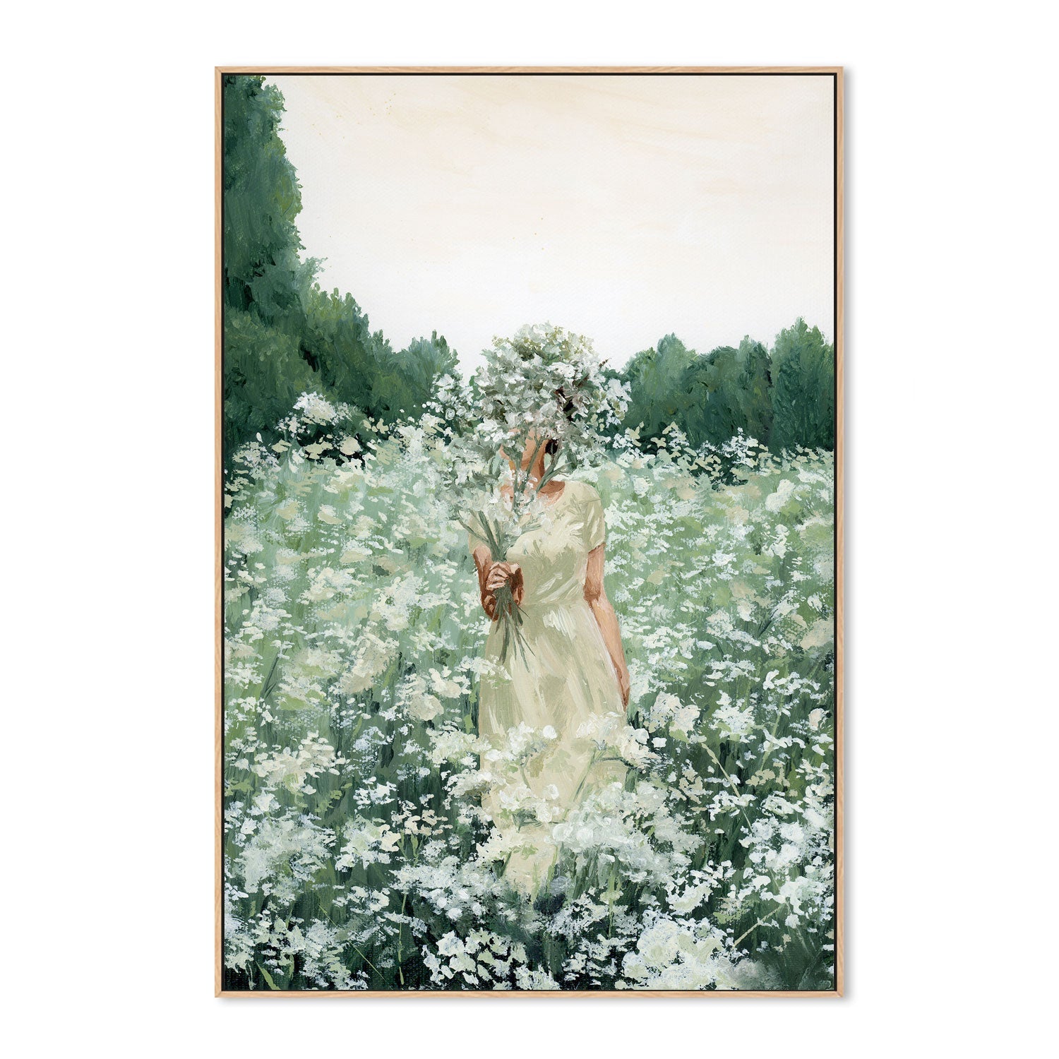 wall-art-print-canvas-poster-framed-Girl with flowers in green , By Amberlynn Lillie-4