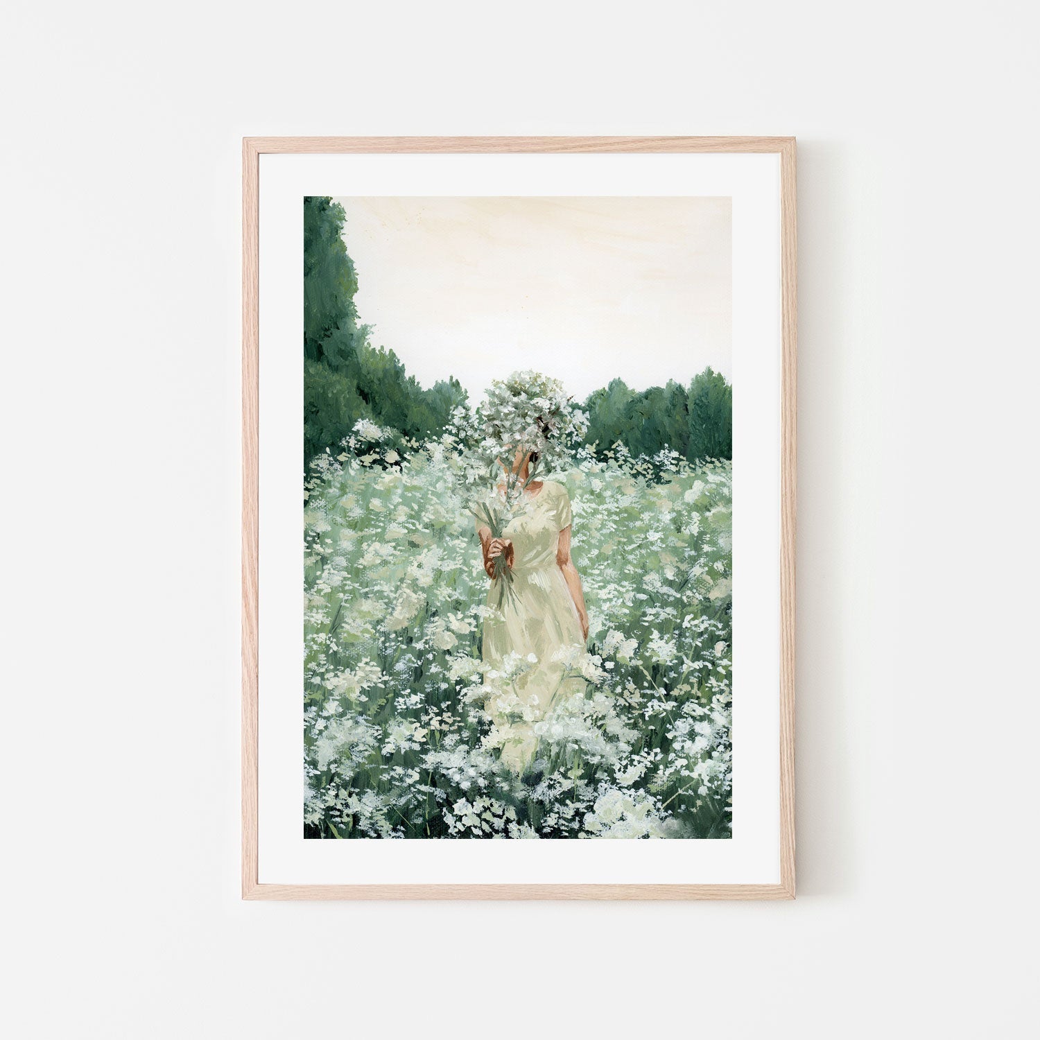 wall-art-print-canvas-poster-framed-Girl with flowers in green , By Amberlynn Lillie-6