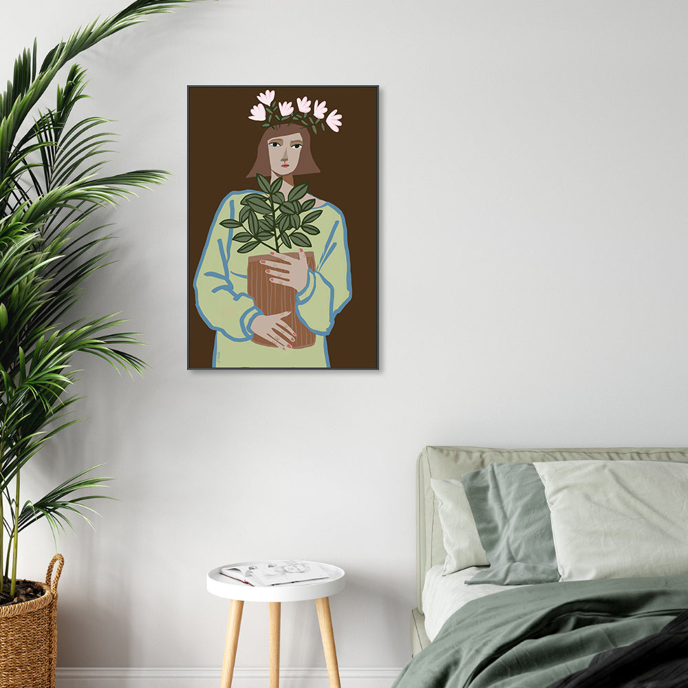 wall-art-print-canvas-poster-framed-Girl With Pot Plant , By Sharyn Bursic-7