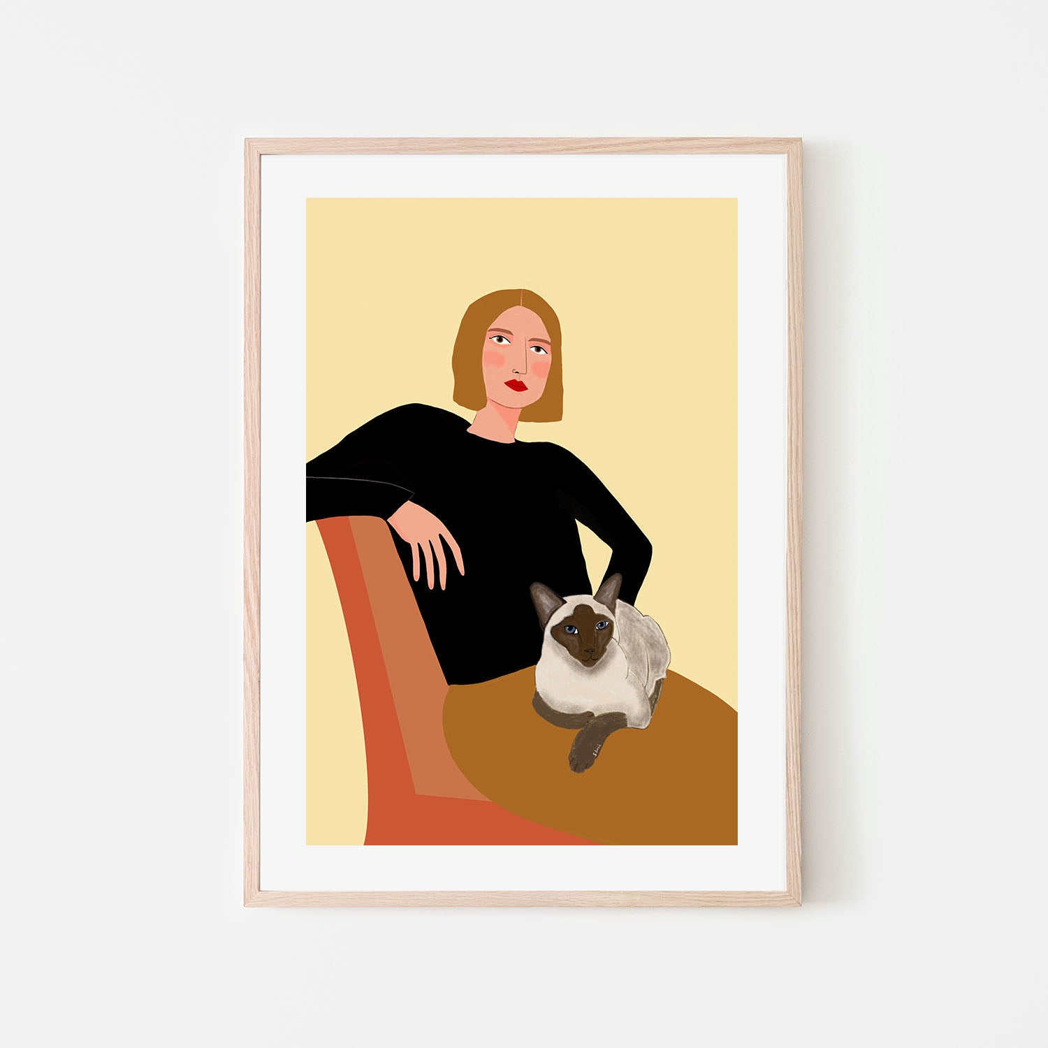 wall-art-print-canvas-poster-framed-Girl With Siamese Cat, Style A , By Sharyn Bursic-6