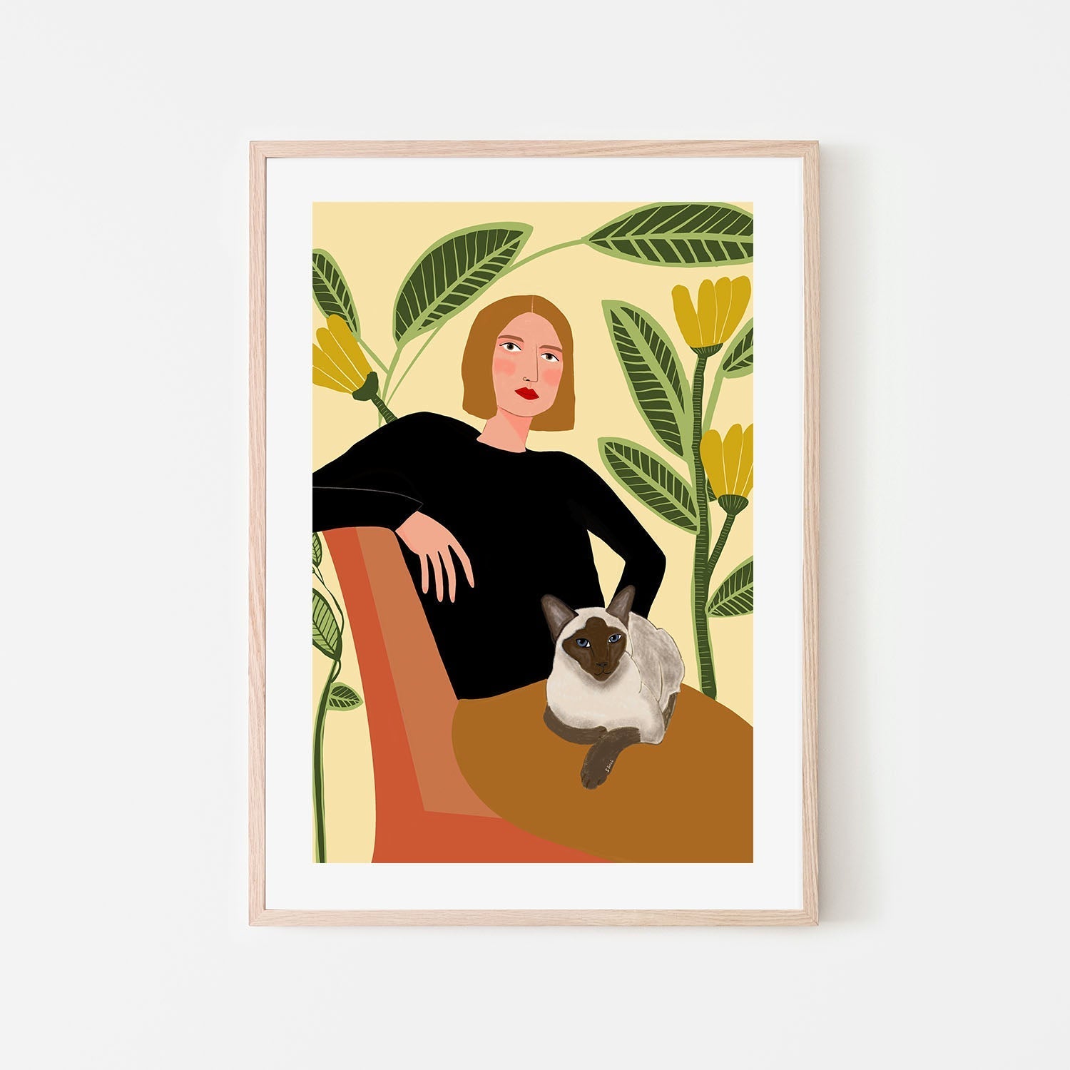 wall-art-print-canvas-poster-framed-Girl With Siamese Cat, Style B , By Sharyn Bursic-6