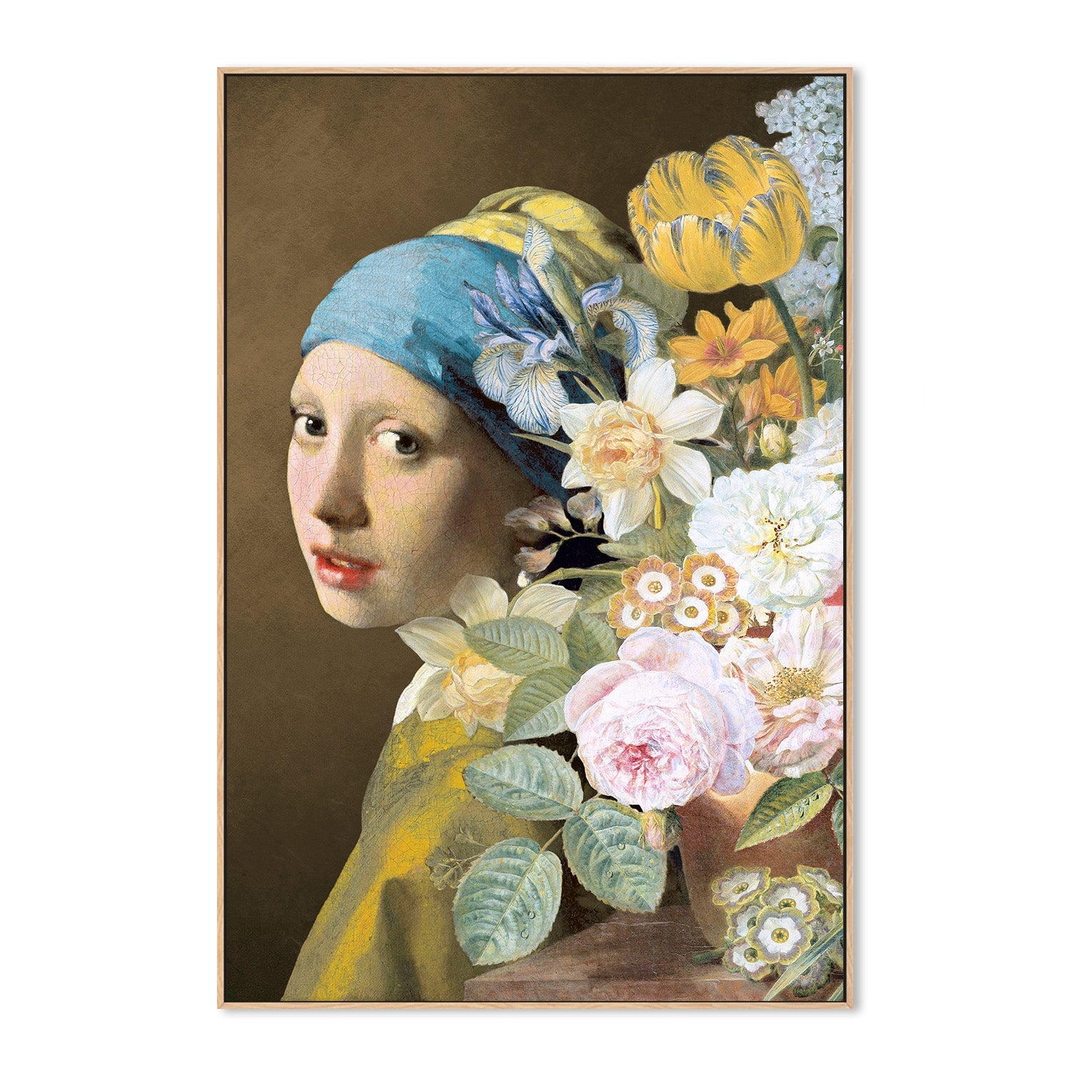 wall-art-print-canvas-poster-framed-Girl With the Pearl Earring - the Floral Edition-4
