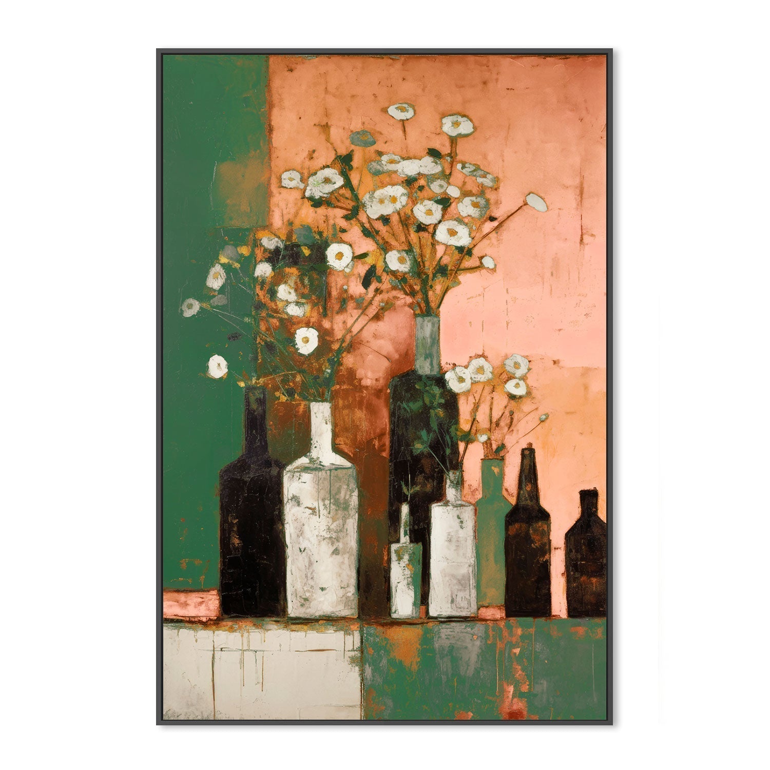 wall-art-print-canvas-poster-framed-Glass Bottle Vases, Style A , By Treechild-GIOIA-WALL-ART