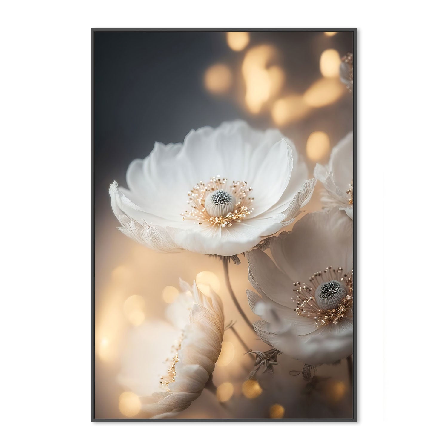wall-art-print-canvas-poster-framed-Glowing White Flowers , By Treechild-GIOIA-WALL-ART