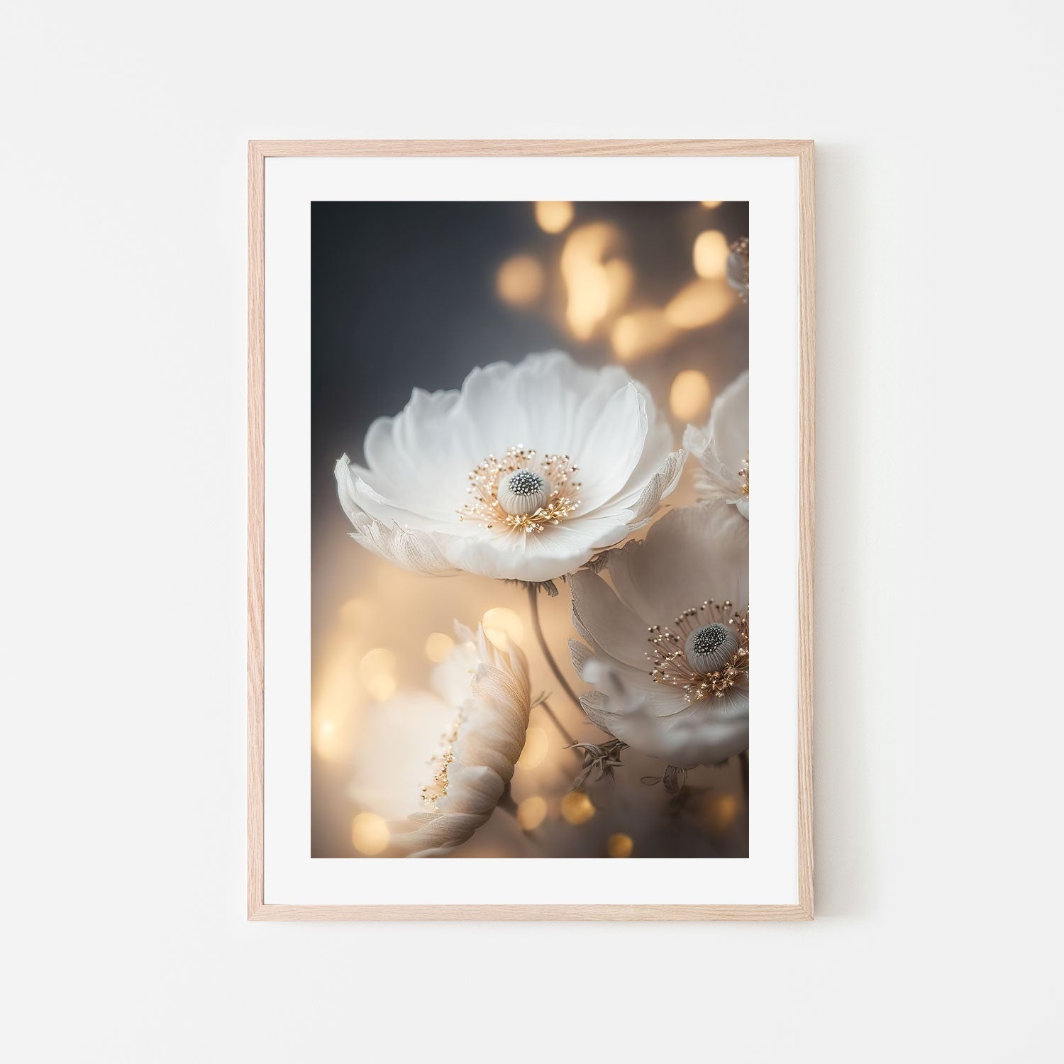 wall-art-print-canvas-poster-framed-Glowing White Flowers , By Treechild-GIOIA-WALL-ART