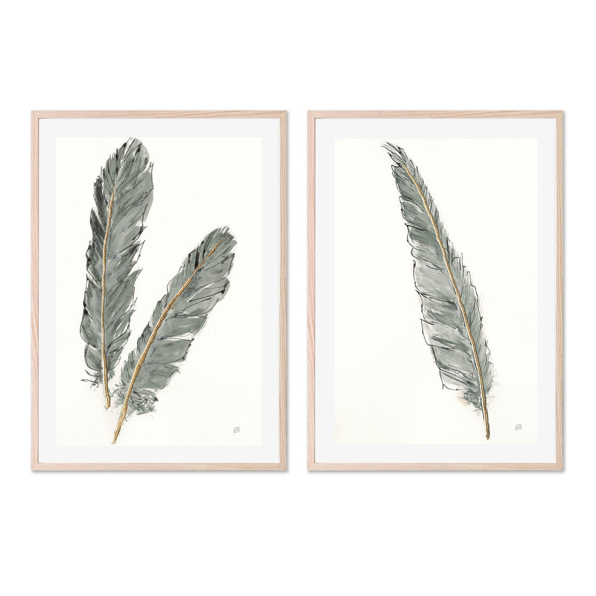 wall-art-print-canvas-poster-framed-Gold Feathers, Style A & B, Set Of 2 , By Lisa Audit-GIOIA-WALL-ART