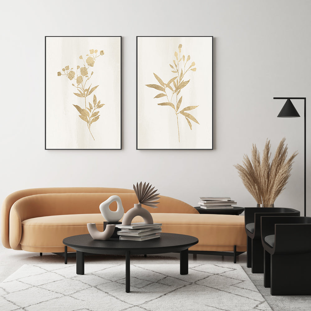 wall-art-print-canvas-poster-framed-Golden Botanical, Style C & D, Set of 2 , By Nina Blue-7