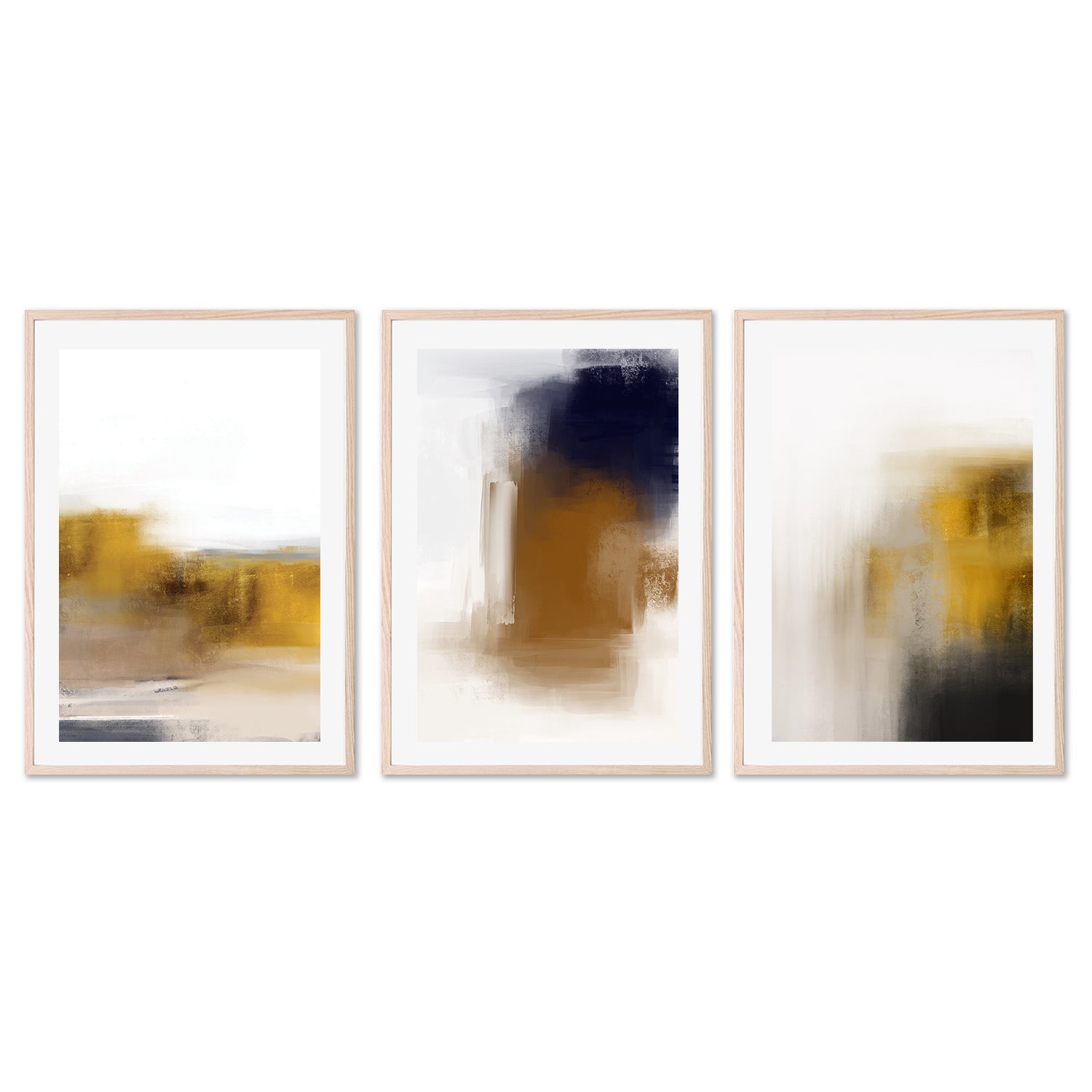 wall-art-print-canvas-poster-framed-Golden Colour Blend, Set Of 3-GIOIA-WALL-ART