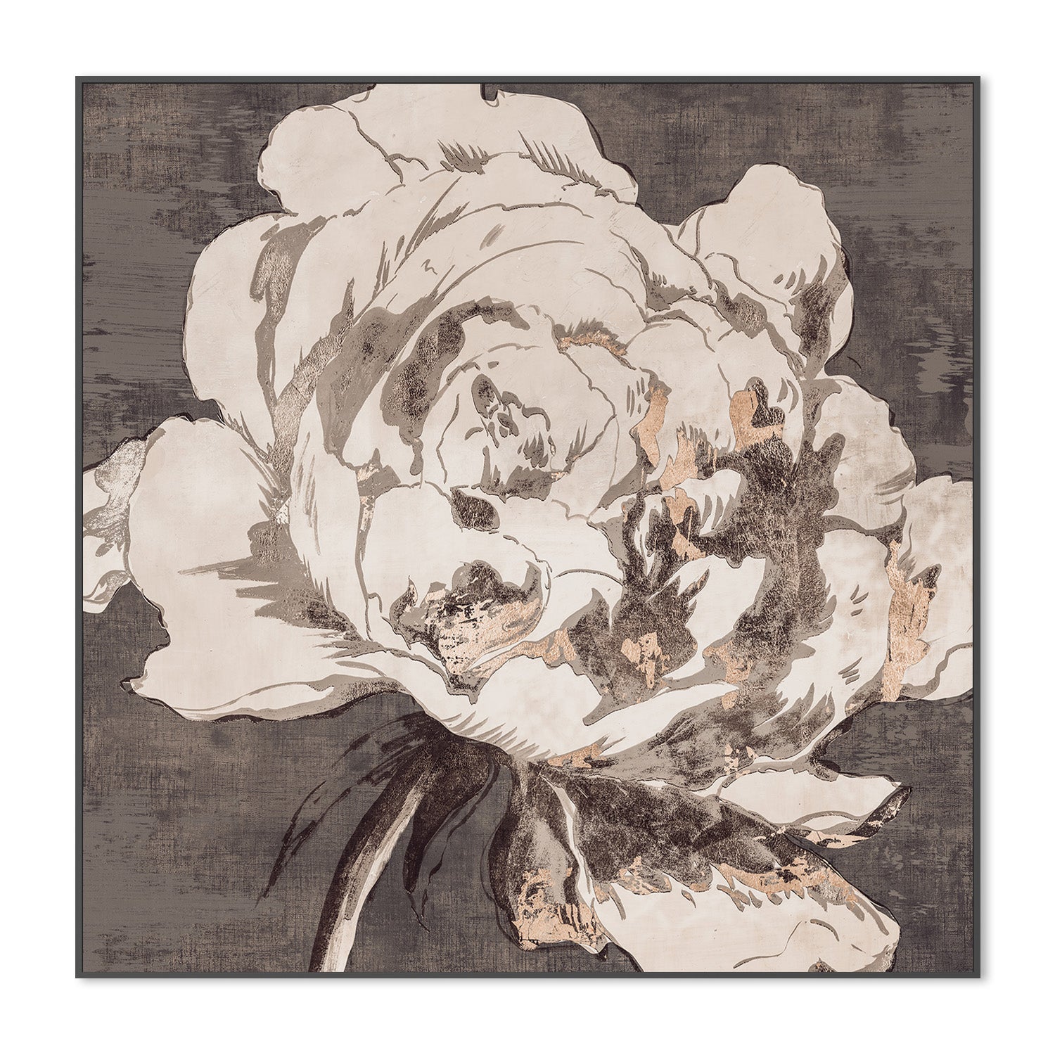 wall-art-print-canvas-poster-framed-Golden Flower, Brown Tone, Style A , By Asia Jensen-3