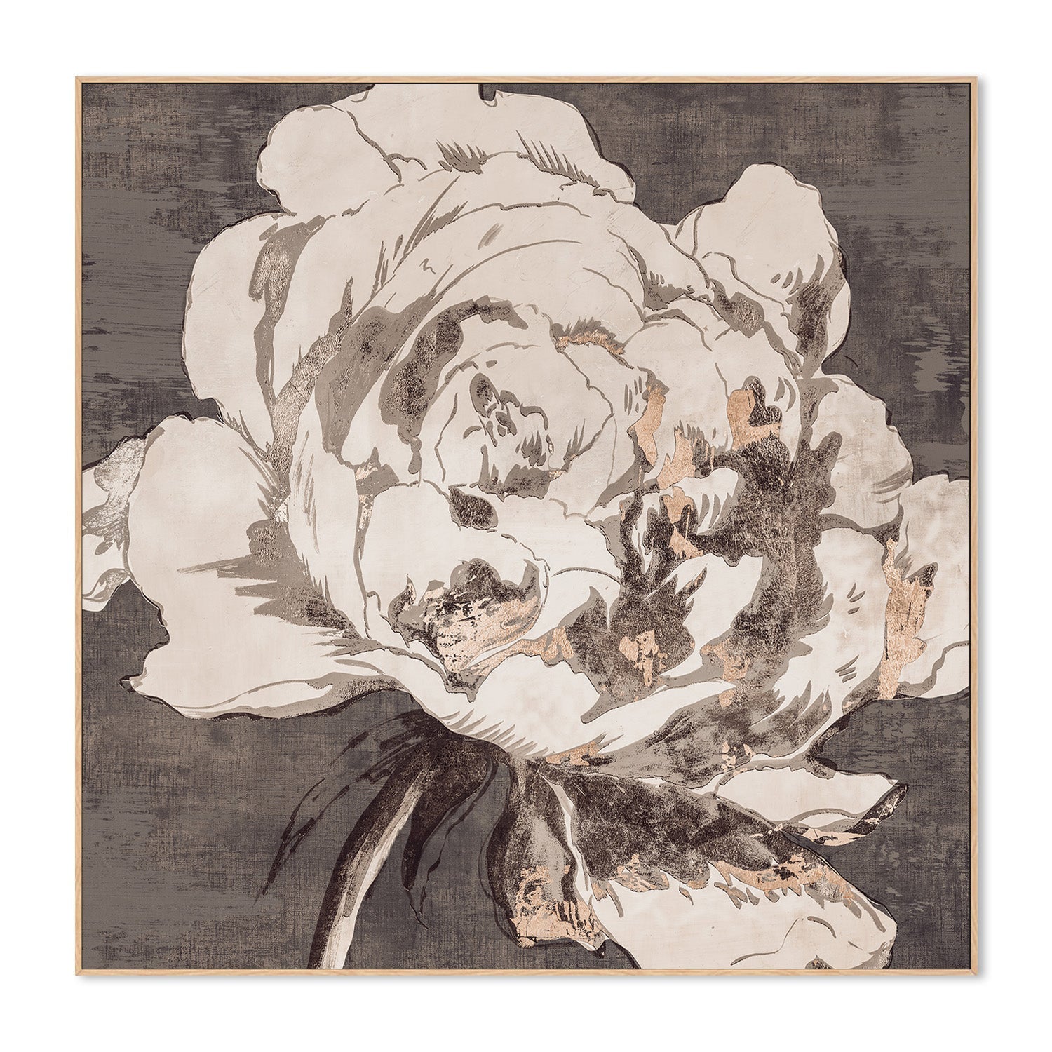 wall-art-print-canvas-poster-framed-Golden Flower, Brown Tone, Style A , By Asia Jensen-4