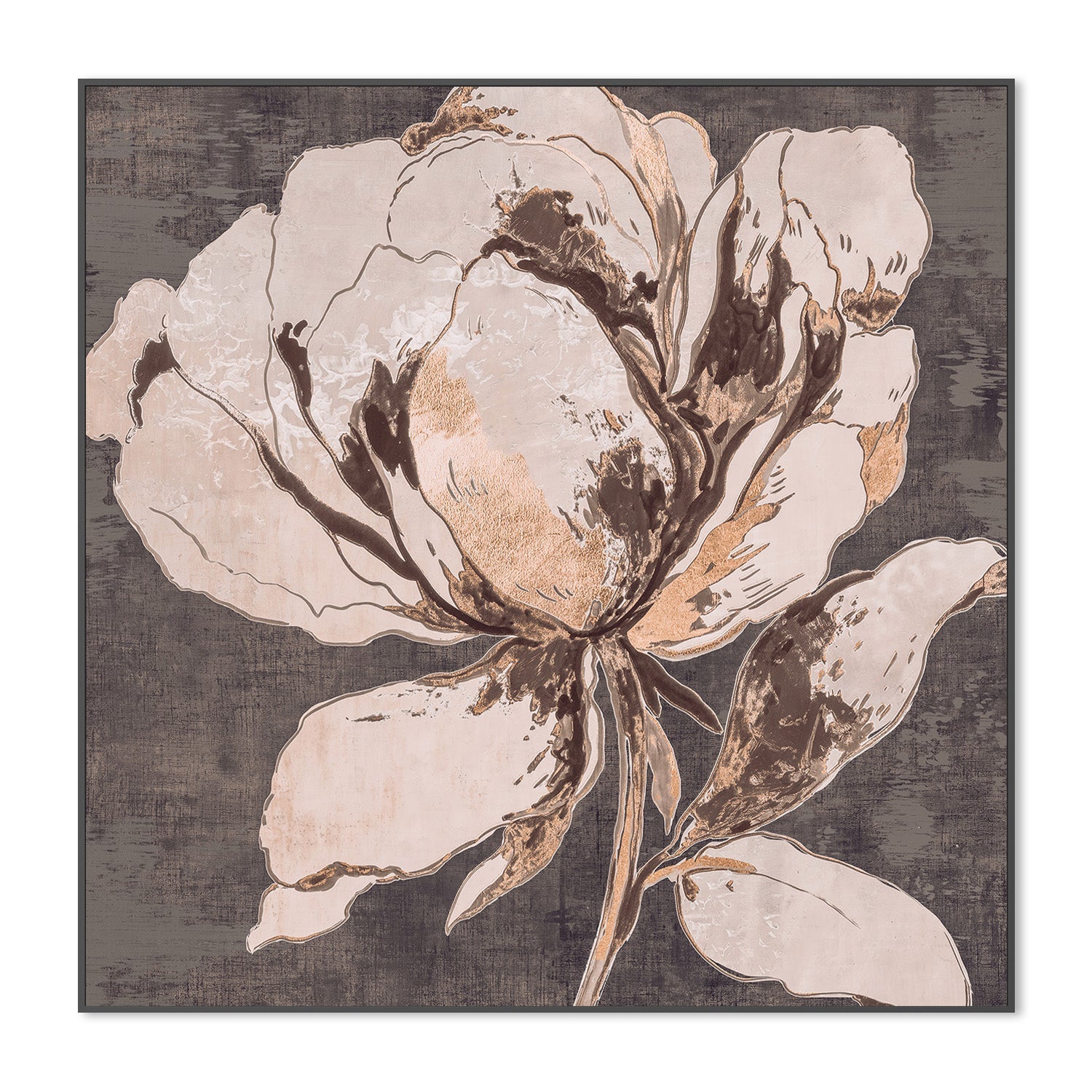 wall-art-print-canvas-poster-framed-Golden Flower, Brown Tone, Style B , By Asia Jensen-3