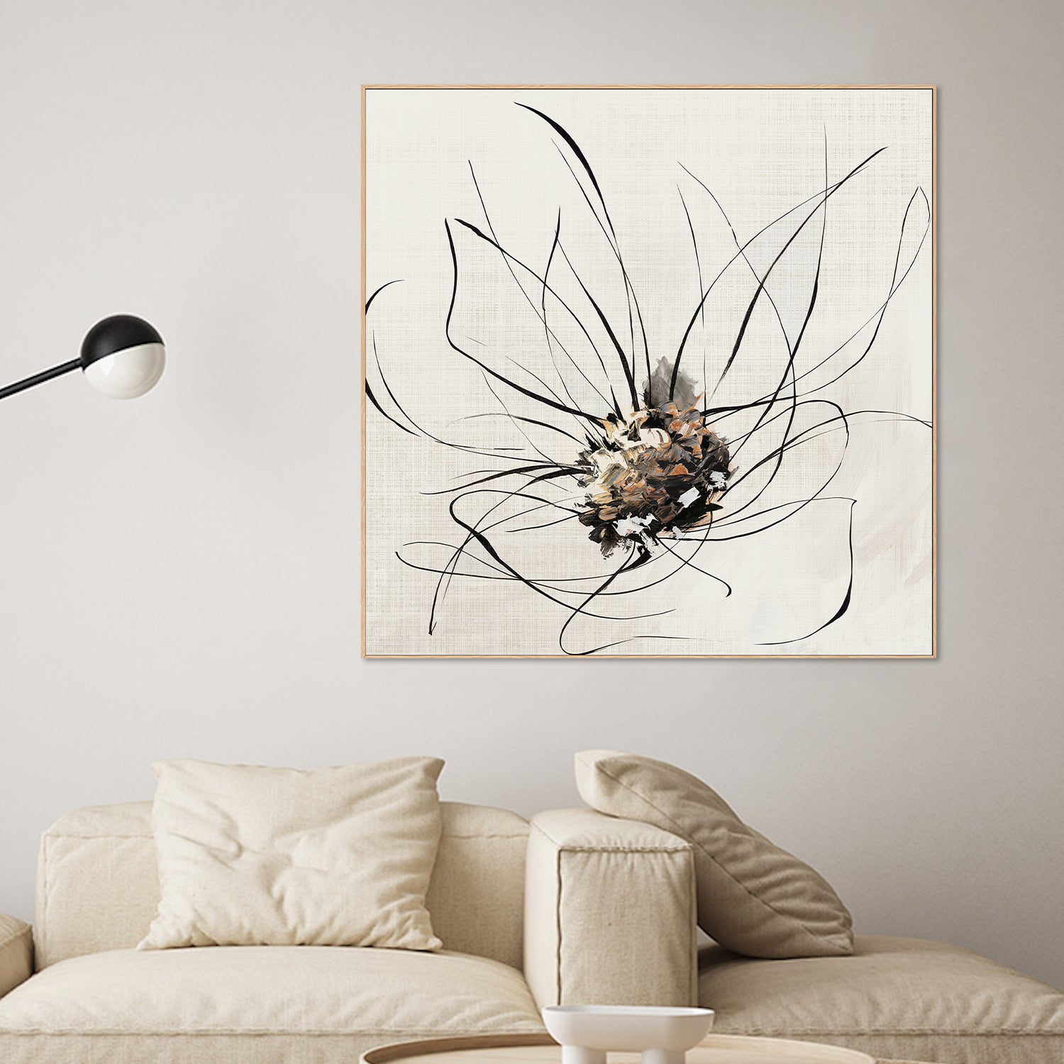 wall-art-print-canvas-poster-framed-Golden Flower Lines, Style B , By Alex Black-2