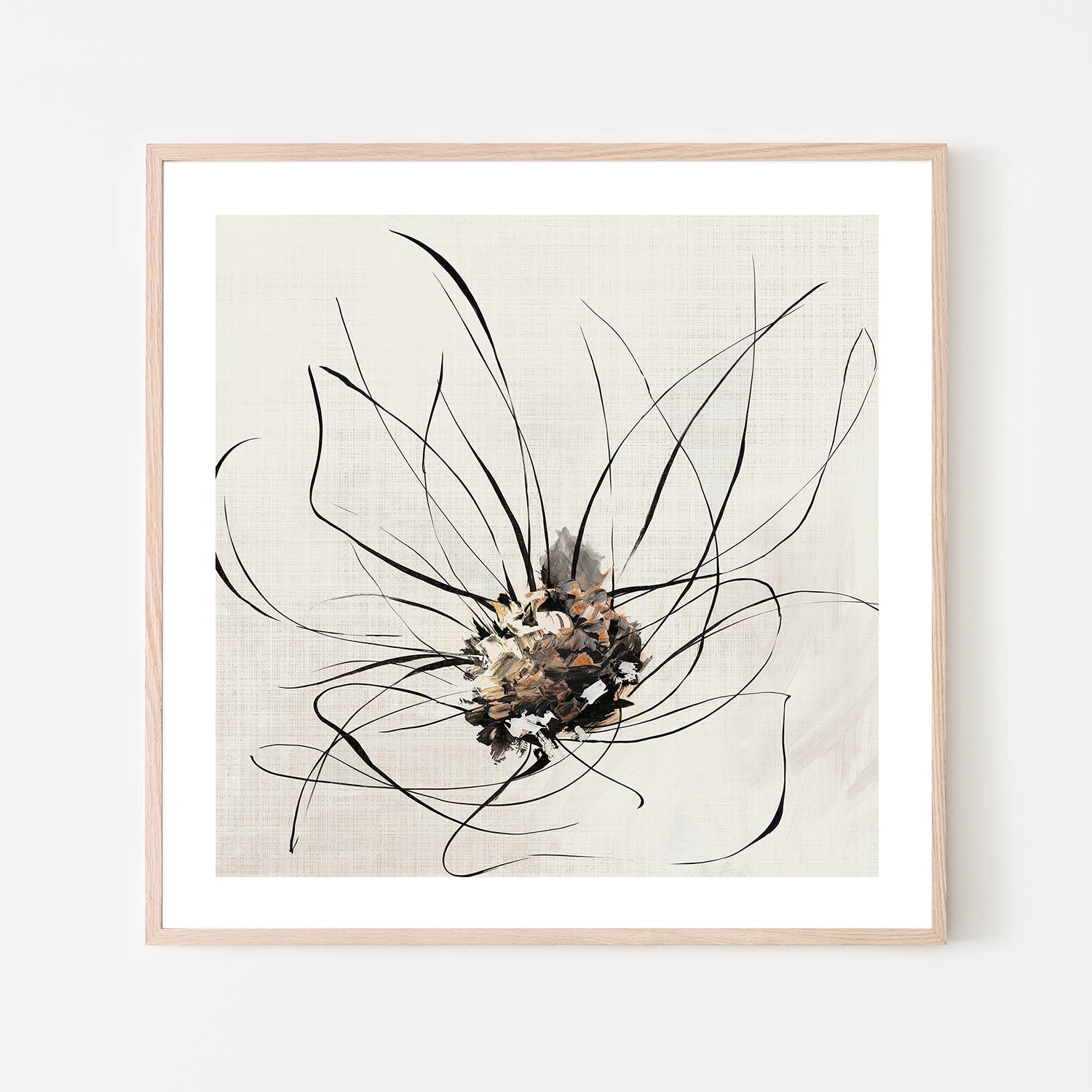 wall-art-print-canvas-poster-framed-Golden Flower Lines, Style B , By Alex Black-6