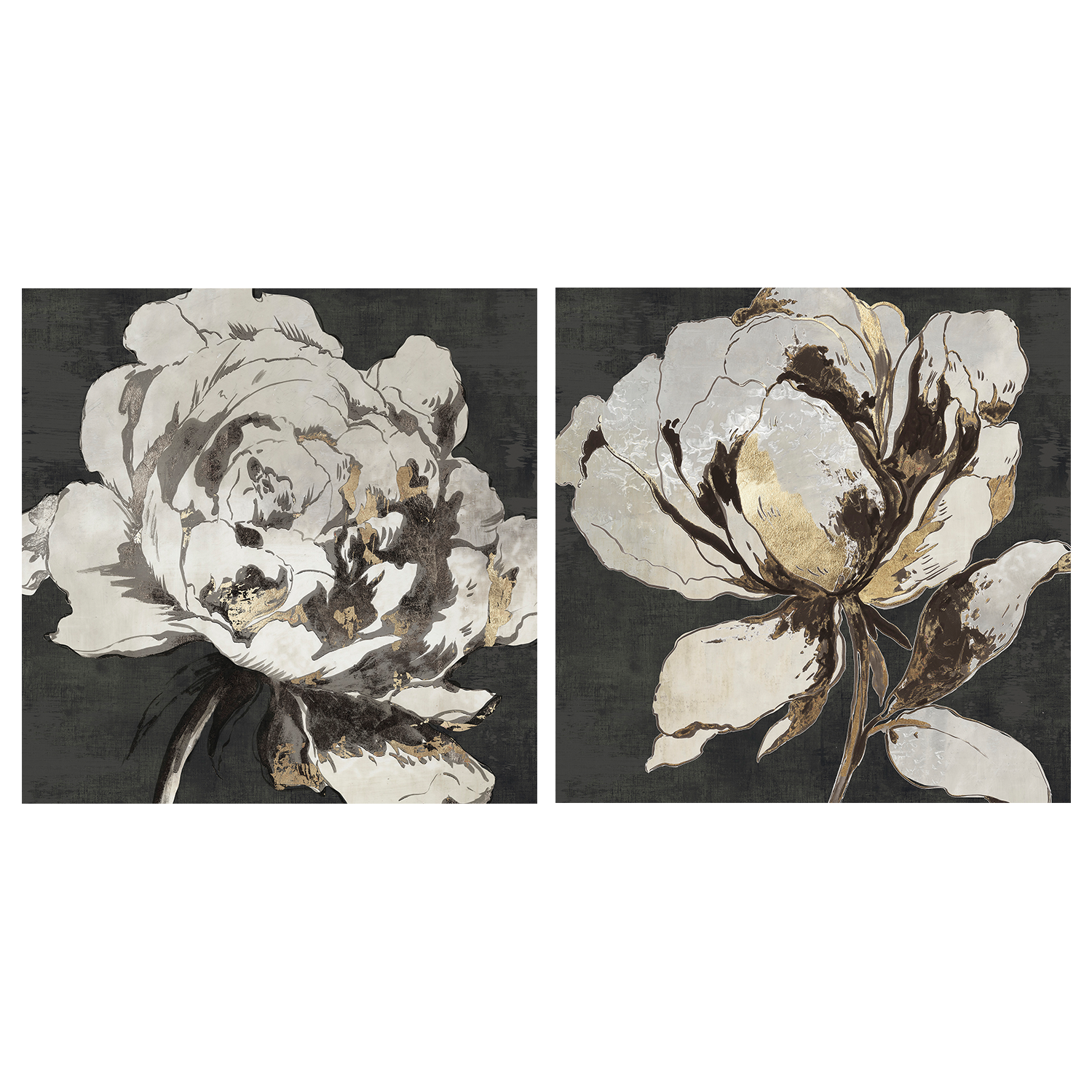 wall-art-print-canvas-poster-framed-Golden Flower, Style A & B, Set Of 2 , By Asia Jensen-1