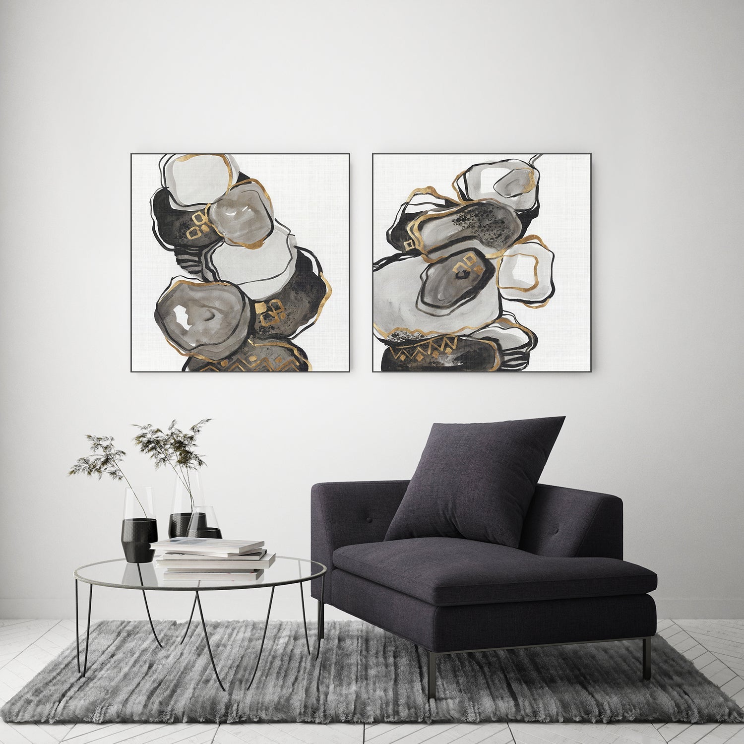 wall-art-print-canvas-poster-framed-Golden Gate, Style A & B, Set Of 2 , By Leda Robertson-7