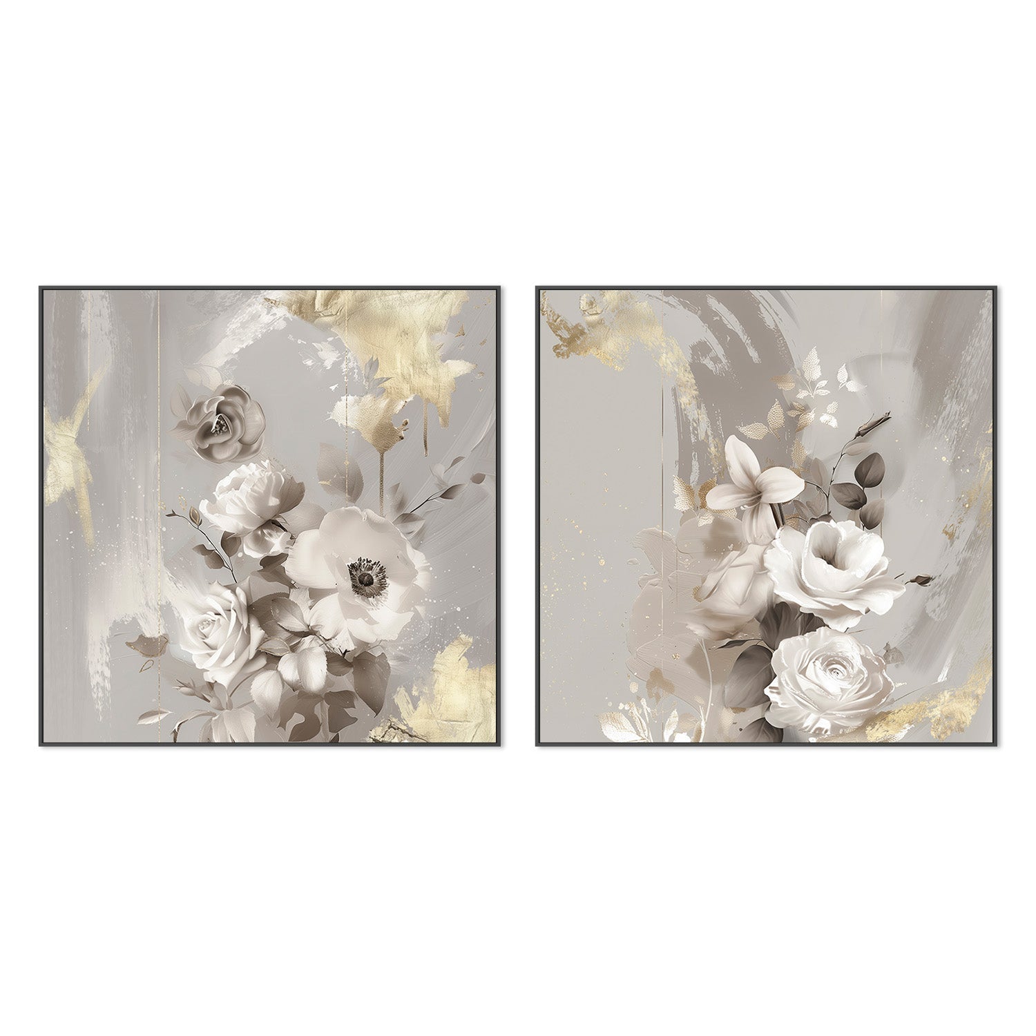 wall-art-print-canvas-poster-framed-Goldleaf Bloom, Style A & B, Set Of 2 , By Bella Eve-3