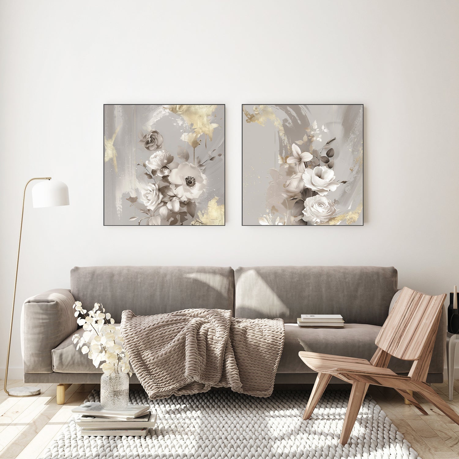 wall-art-print-canvas-poster-framed-Goldleaf Bloom, Style A & B, Set Of 2 , By Bella Eve-7