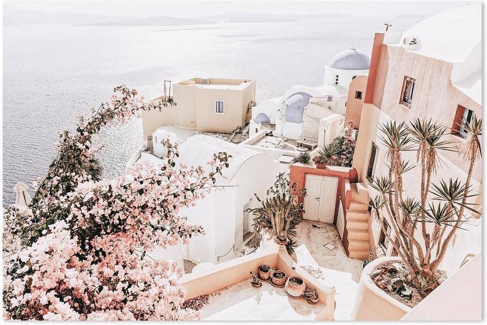 wall-art-print-canvas-poster-framed-Greeces Blue Roof Tops-by-Gioia Wall Art-Gioia Wall Art