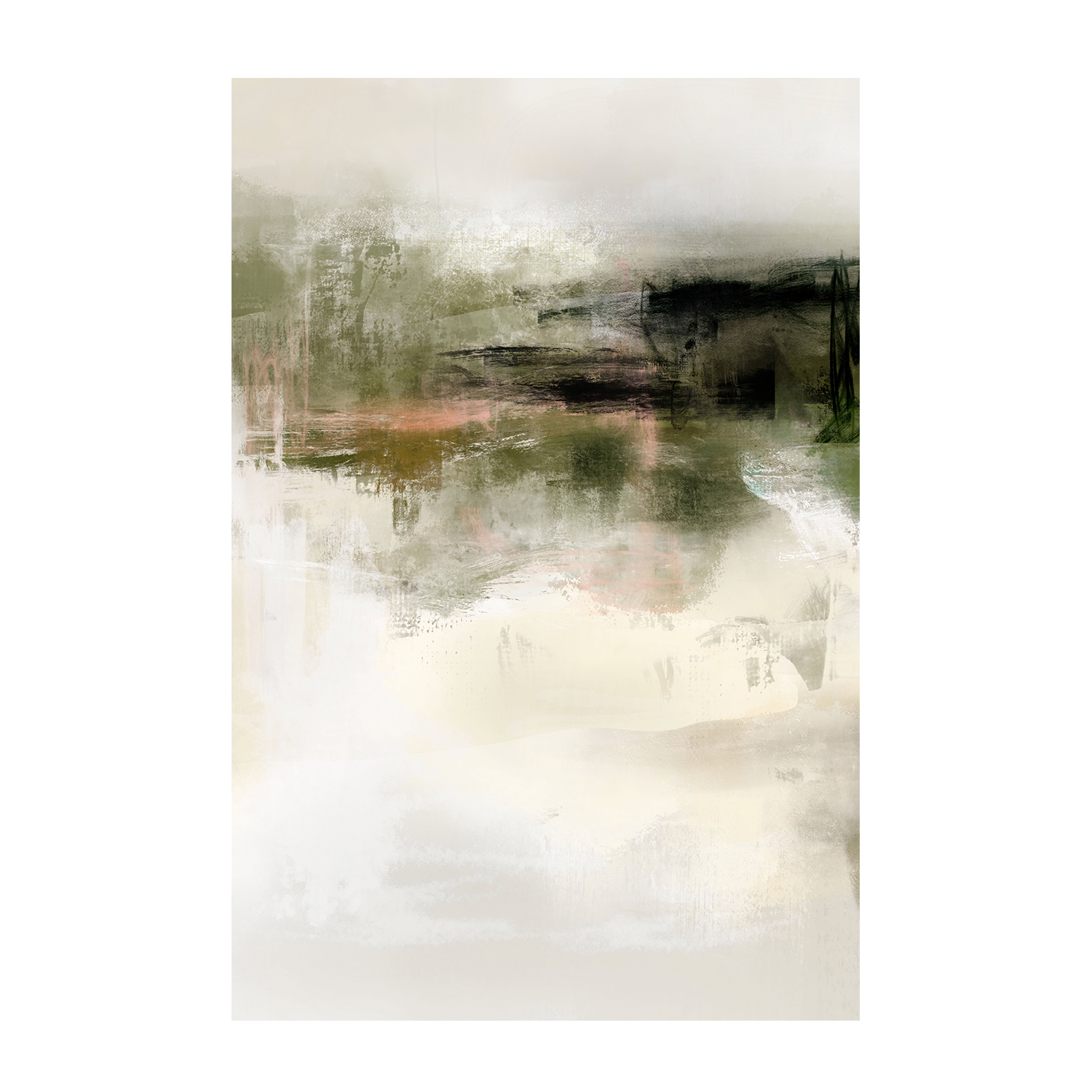 wall-art-print-canvas-poster-framed-Green And Beige, Style A , By Karine Tonial Grimm-1