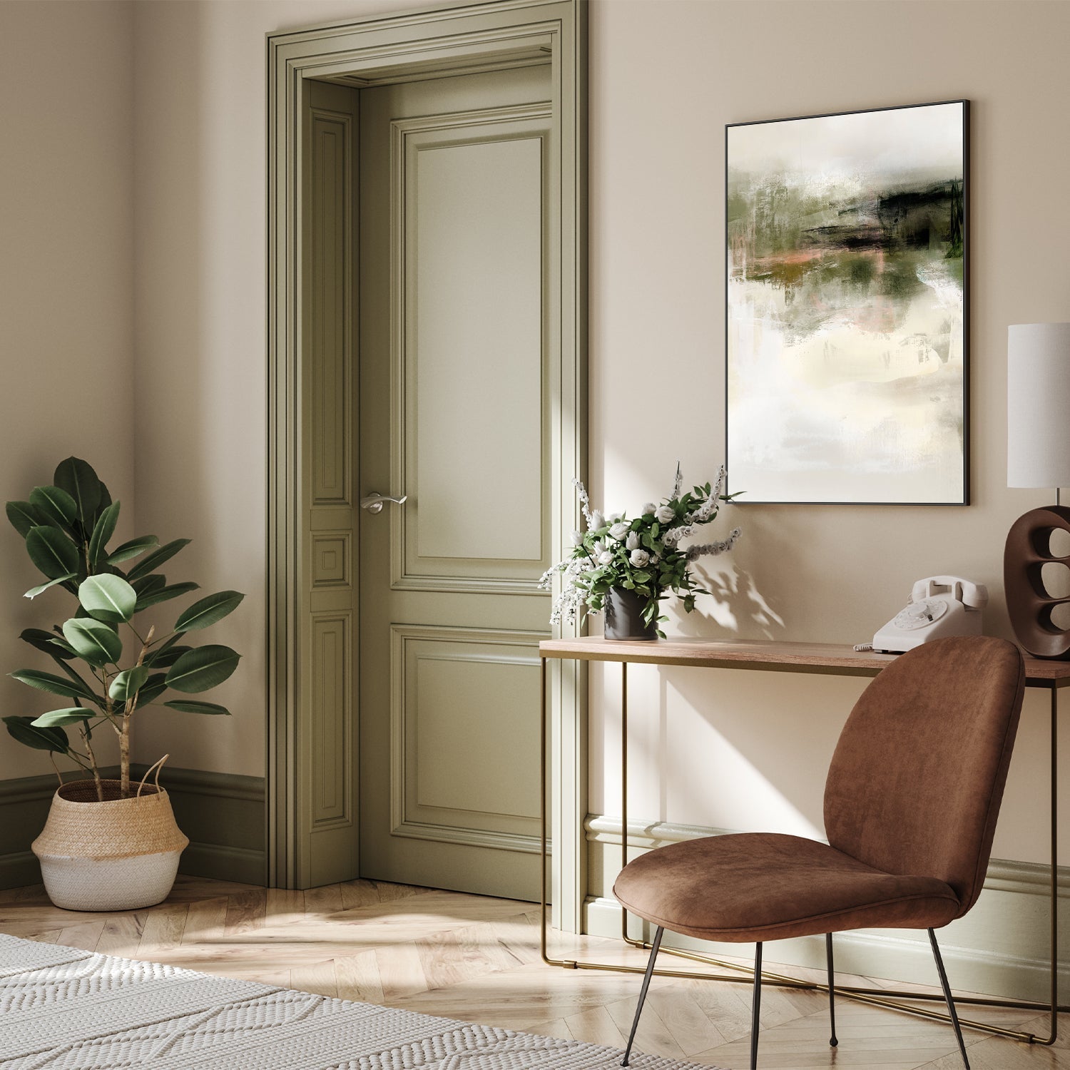 wall-art-print-canvas-poster-framed-Green And Beige, Style A , By Karine Tonial Grimm-7