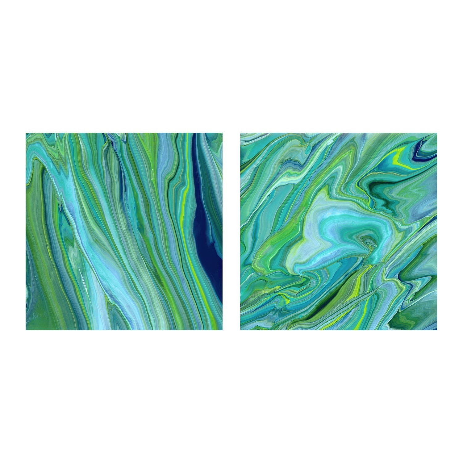 wall-art-print-canvas-poster-framed-Green Blue Marble , Style A & B, Set Of 2 , By Cathy Anderson , By Cathy Anderson-1