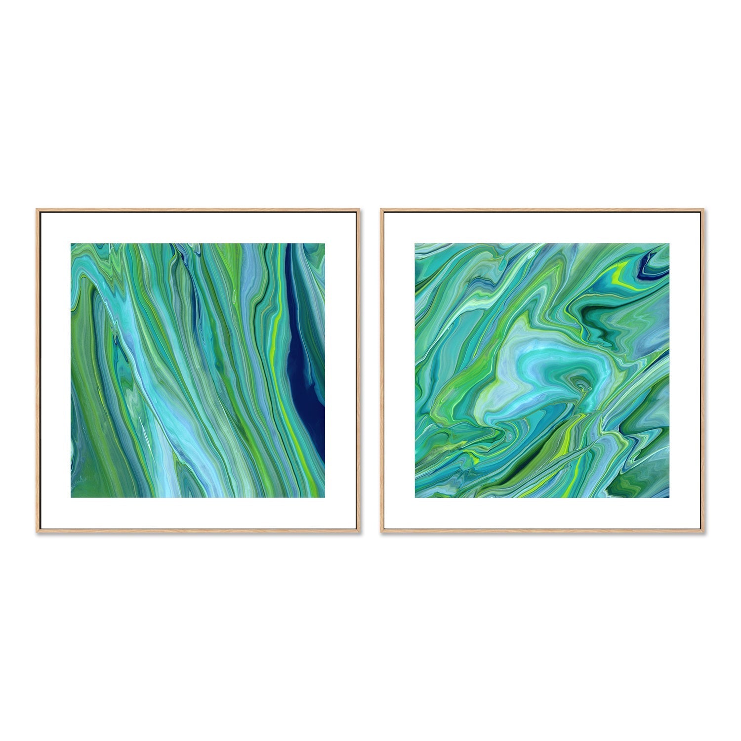 wall-art-print-canvas-poster-framed-Green Blue Marble , Style A & B, Set Of 2 , By Cathy Anderson , By Cathy Anderson-6