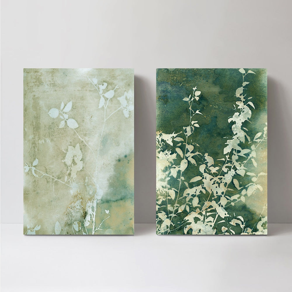 wall-art-print-canvas-poster-framed-Green Bouquet And Quiet Days, Set Of 2-by-Krista Mccurdy-Gioia Wall Art