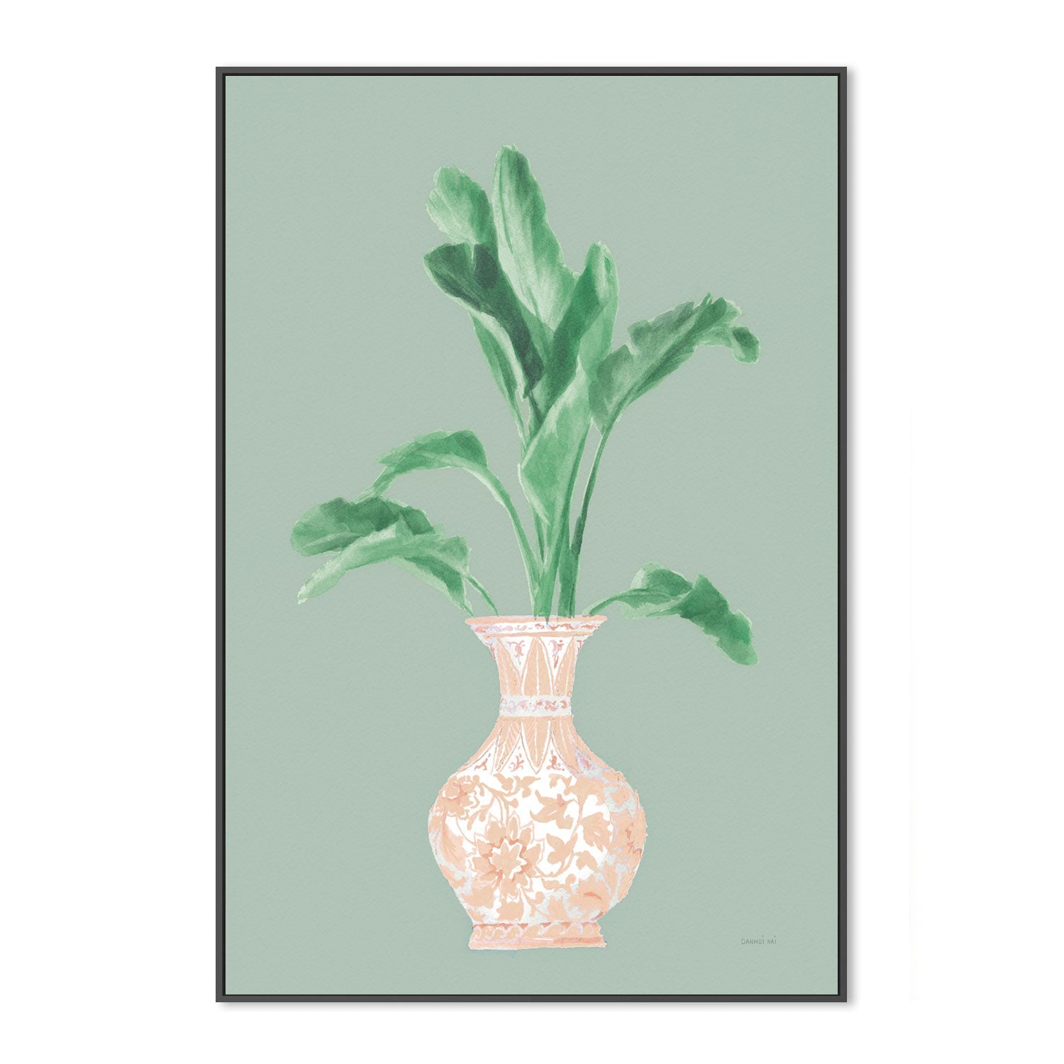 wall-art-print-canvas-poster-framed-Green Chinoiserie, Style C , By Danhui Nai-GIOIA-WALL-ART