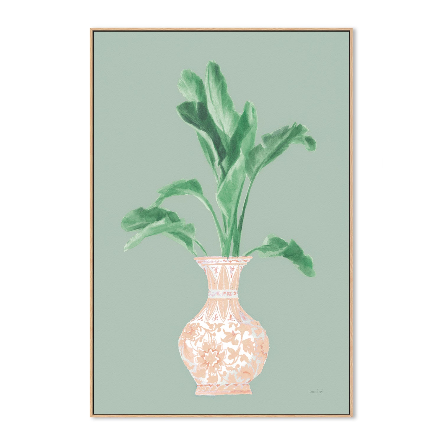 wall-art-print-canvas-poster-framed-Green Chinoiserie, Style C , By Danhui Nai-GIOIA-WALL-ART
