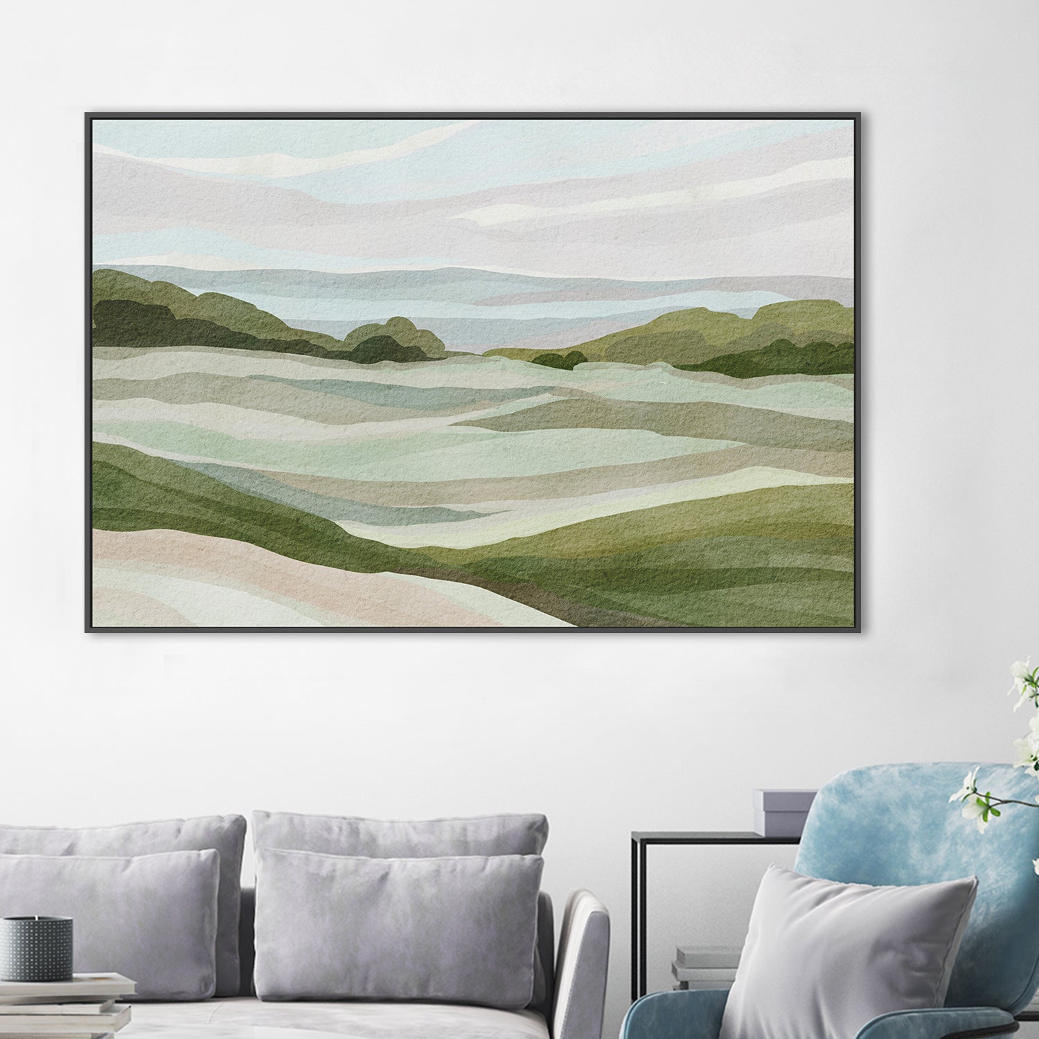 wall-art-print-canvas-poster-framed-Green Hill View , By Nikita Jariwala-2
