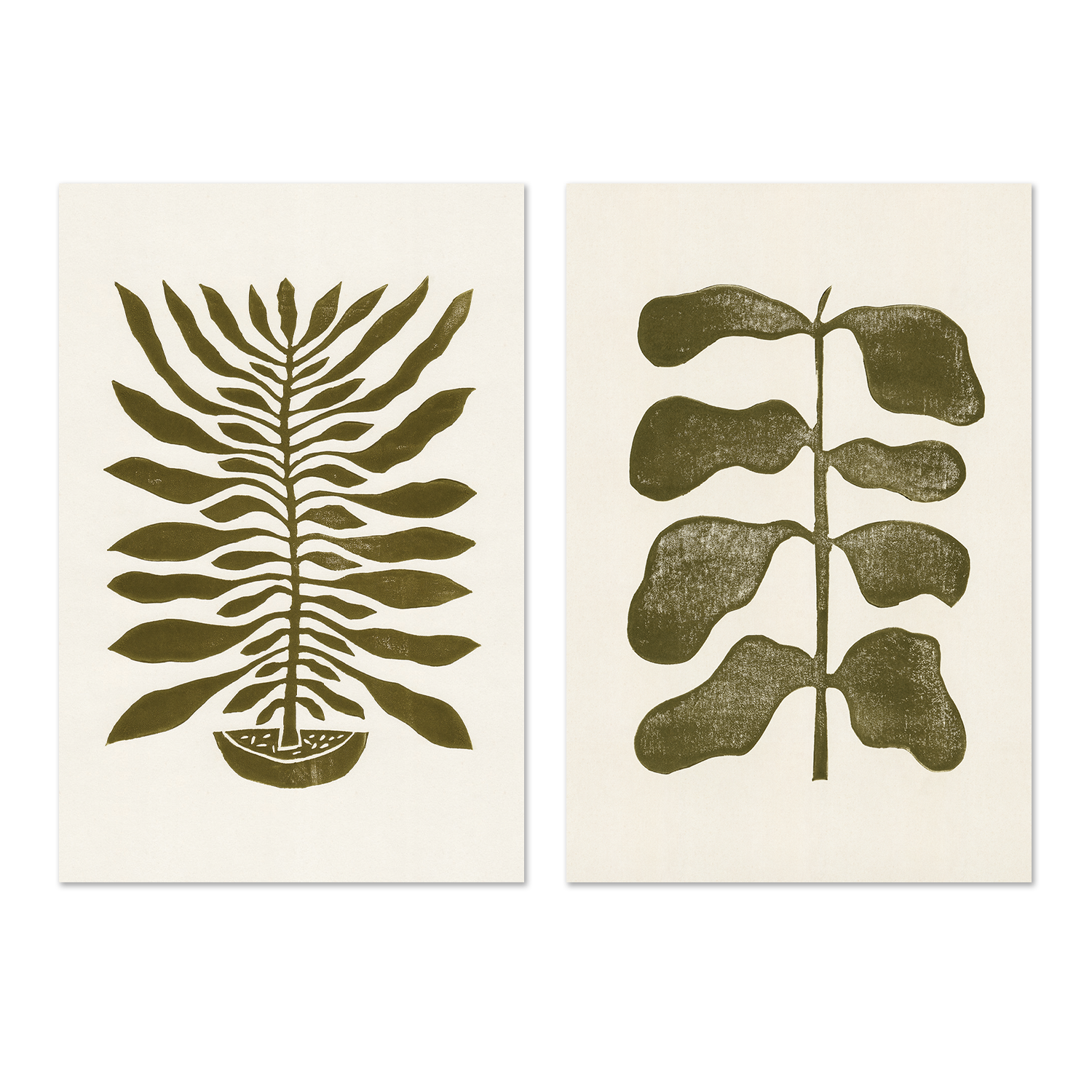 wall-art-print-canvas-poster-framed-Green Plants, Set of 2-1