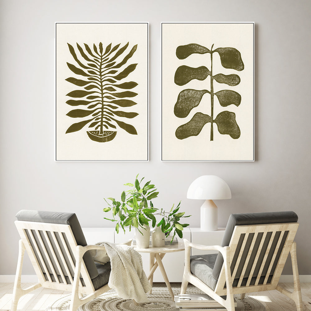 wall-art-print-canvas-poster-framed-Green Plants, Set of 2-2