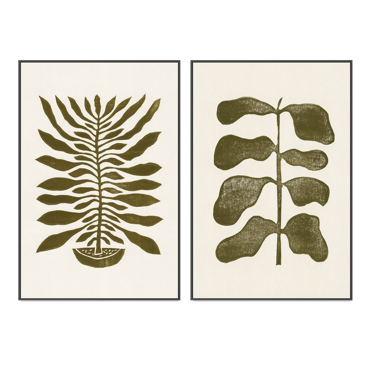 wall-art-print-canvas-poster-framed-Green Plants, Set of 2-3