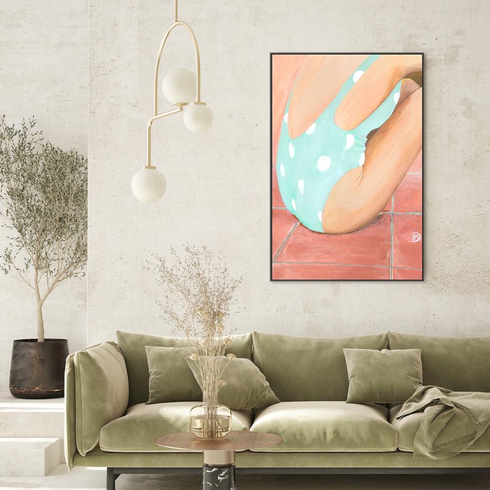 wall-art-print-canvas-poster-framed-Green Polka Dot Swimsuit-2