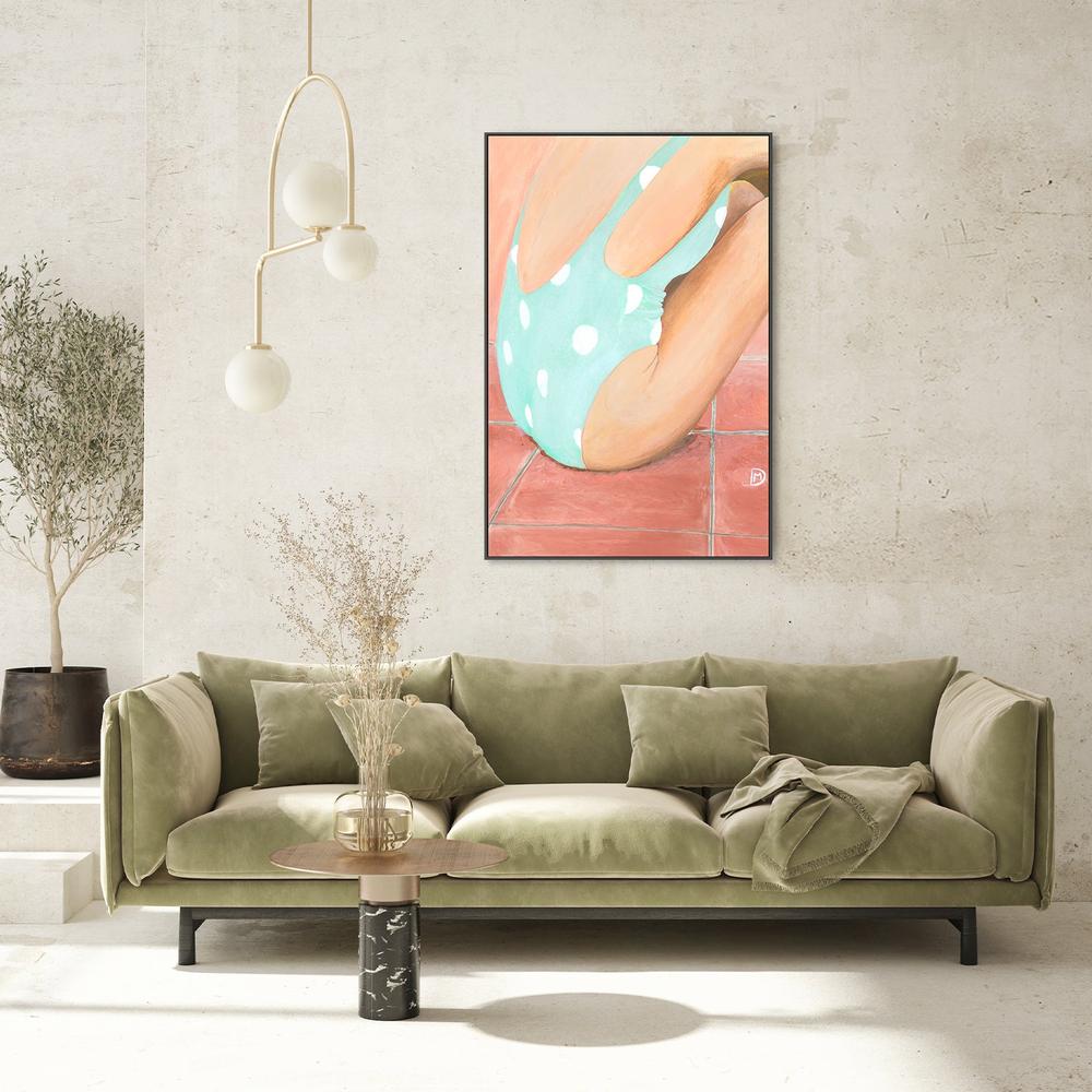 wall-art-print-canvas-poster-framed-Green Polka Dot Swimsuit-9