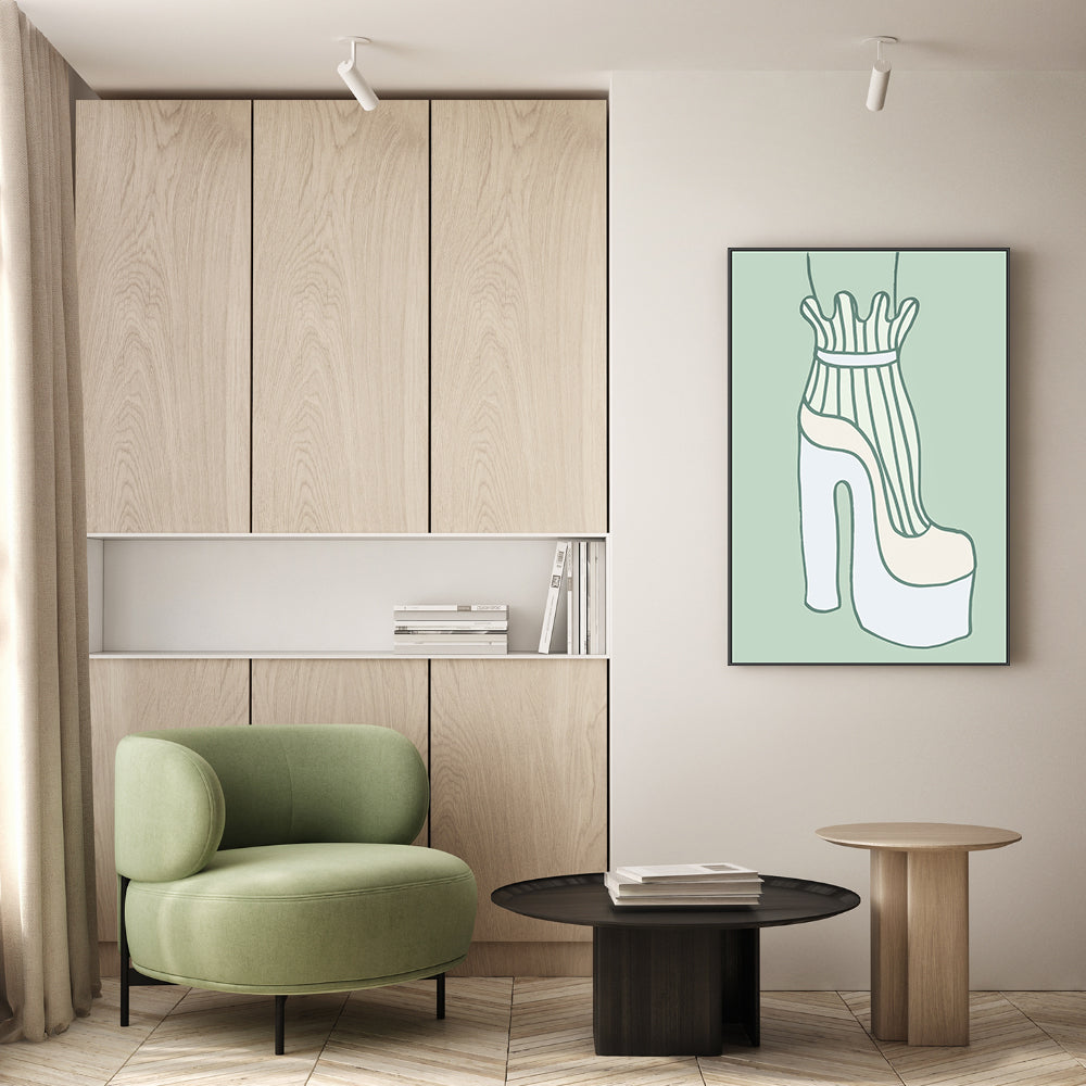 wall-art-print-canvas-poster-framed-Green Sock-GIOIA-WALL-ART