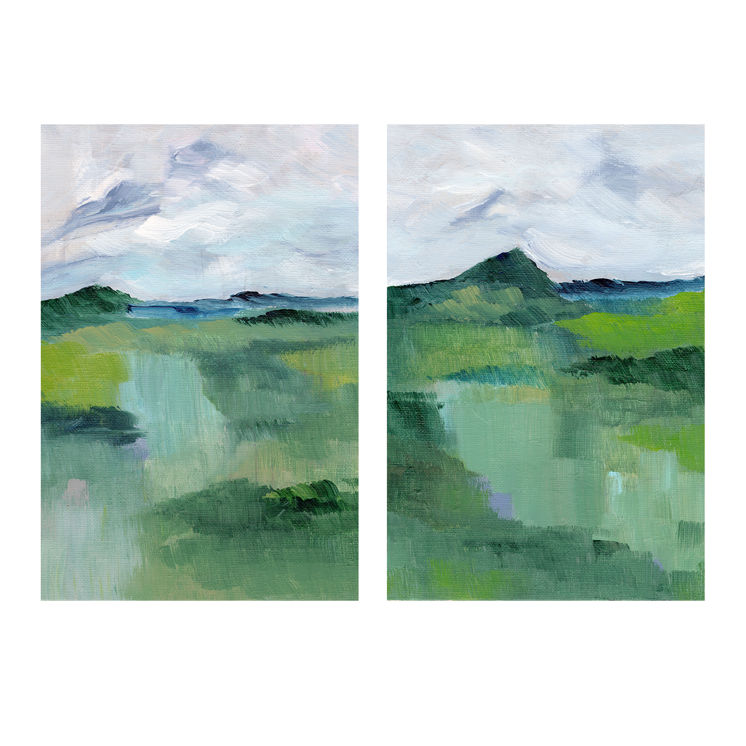 wall-art-print-canvas-poster-framed-Green, Style A & B, Set Of 2 , By Nikita Jariwala-1