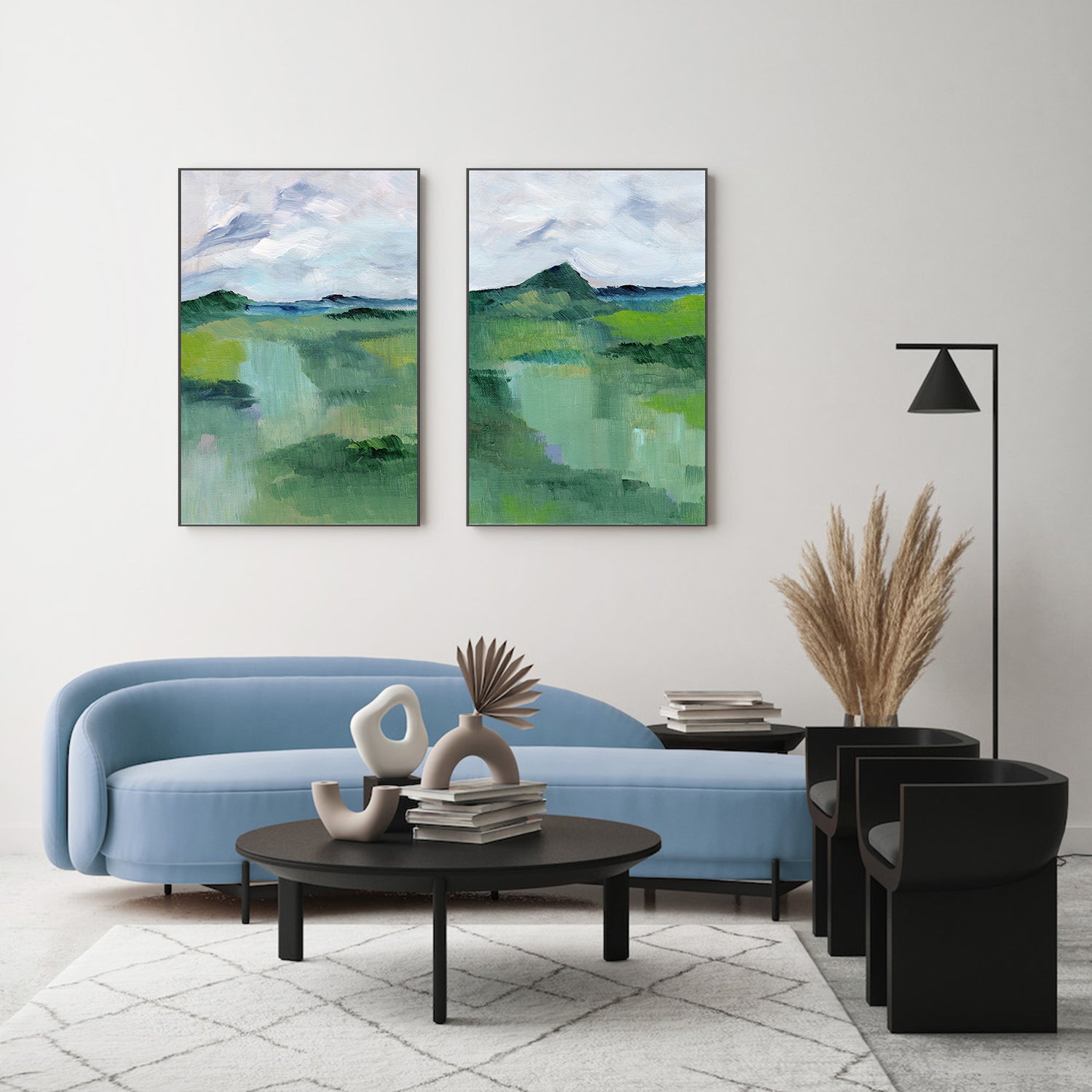 wall-art-print-canvas-poster-framed-Green, Style A & B, Set Of 2 , By Nikita Jariwala-7