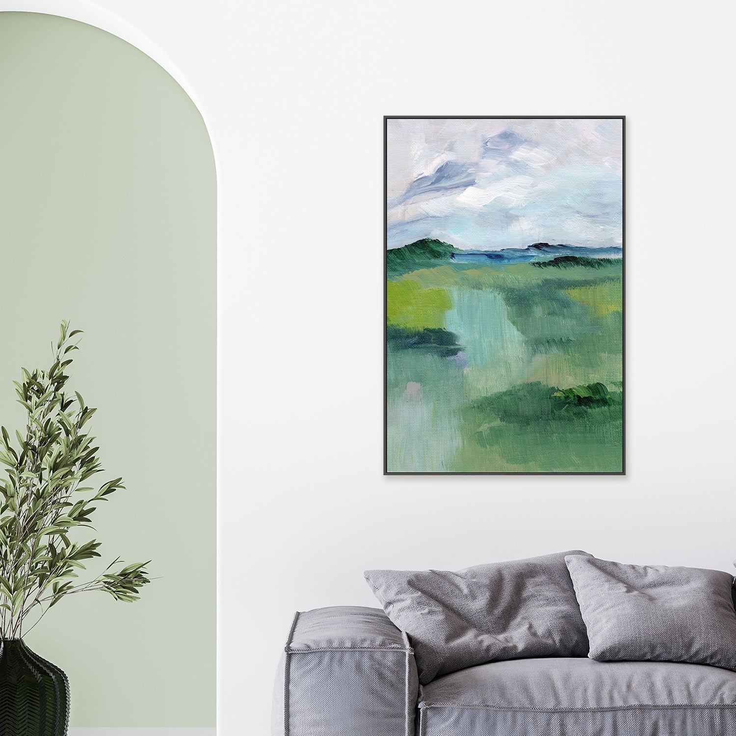 wall-art-print-canvas-poster-framed-Green, Style A , By Nikita Jariwala-2