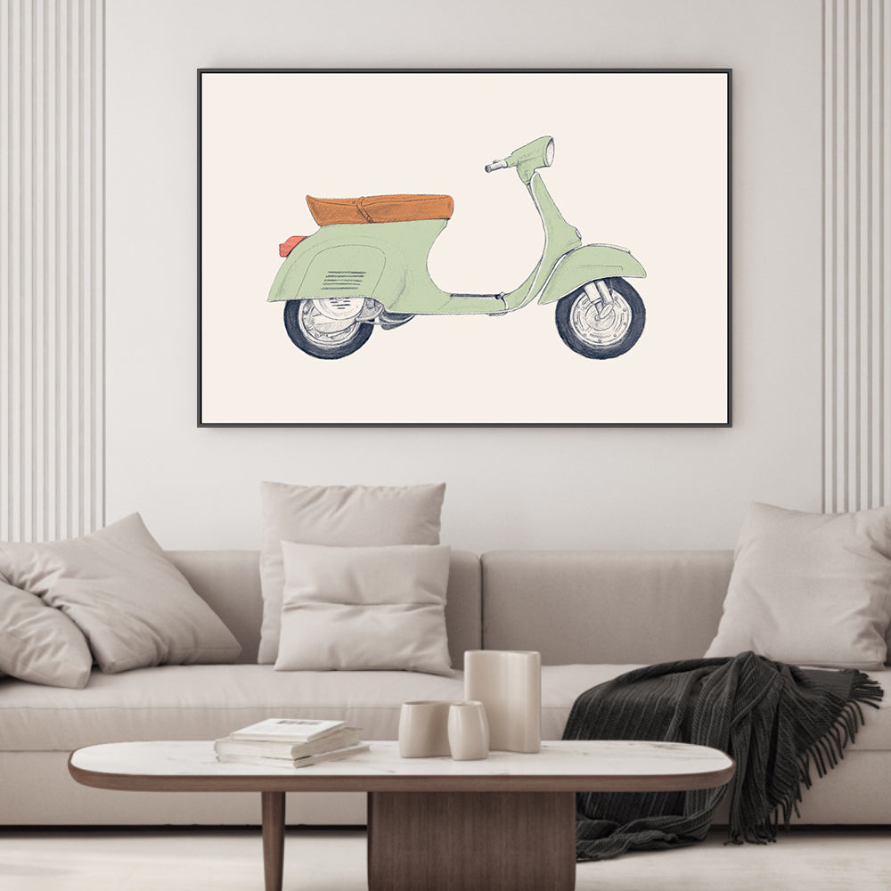wall-art-print-canvas-poster-framed-Green Vespa, By Florent Bodart-GIOIA-WALL-ART