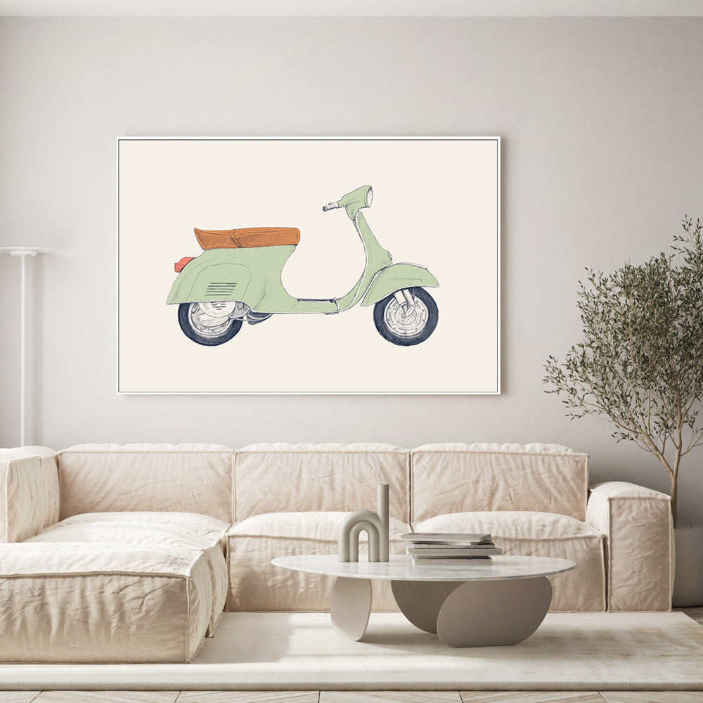 wall-art-print-canvas-poster-framed-Green Vespa, By Florent Bodart-GIOIA-WALL-ART