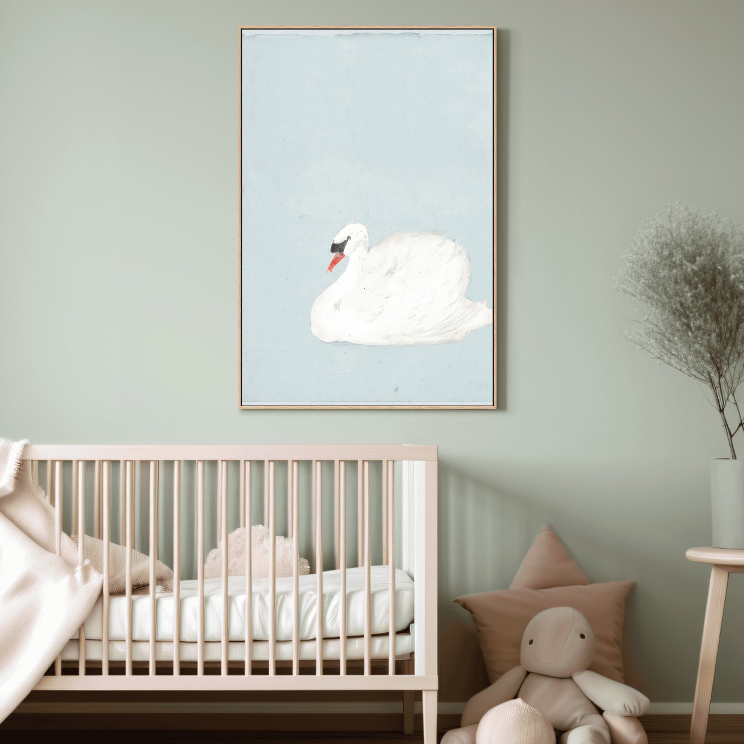 wall-art-print-canvas-poster-framed-Green Vintage Swan , By Leah Straatsma-2