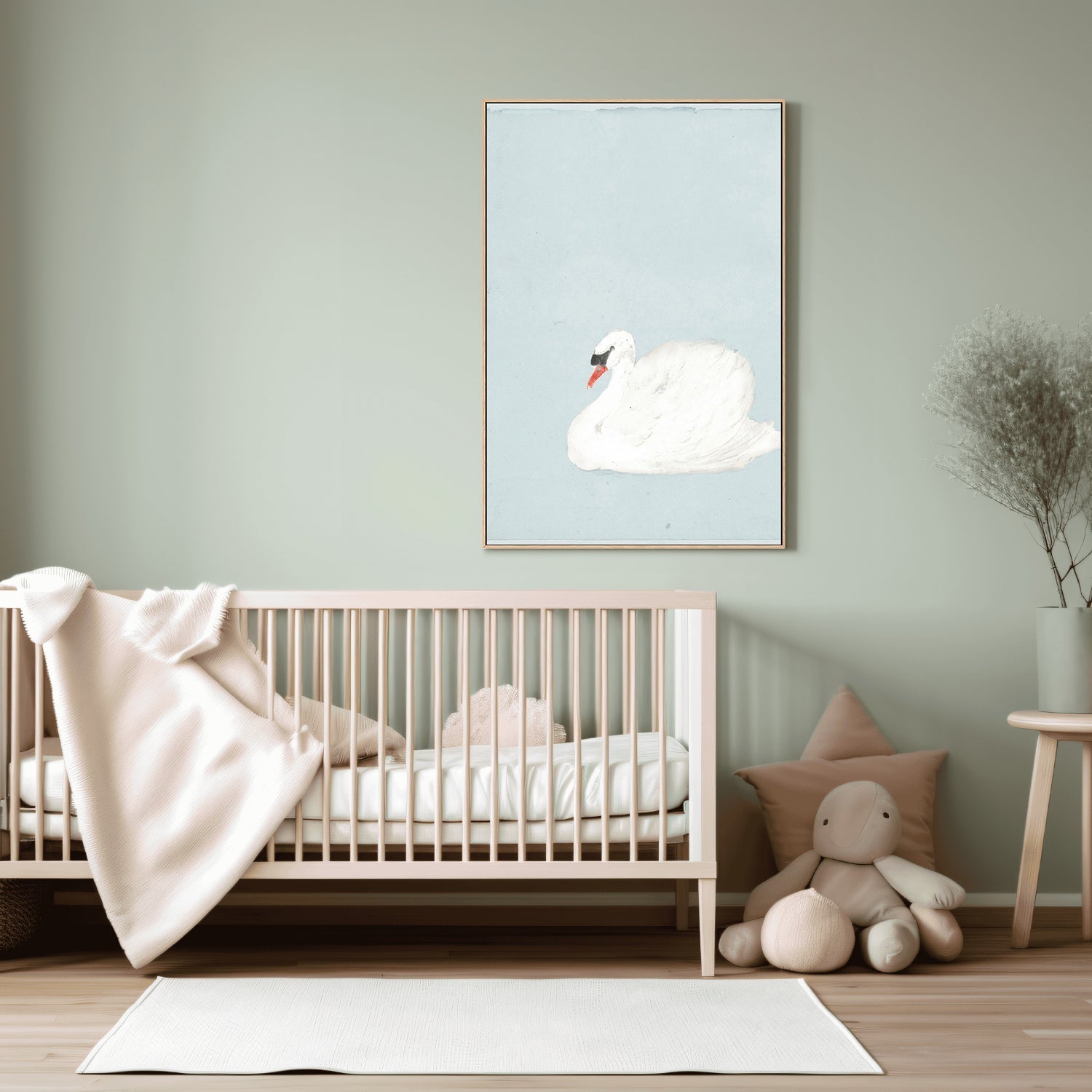 wall-art-print-canvas-poster-framed-Green Vintage Swan , By Leah Straatsma-7