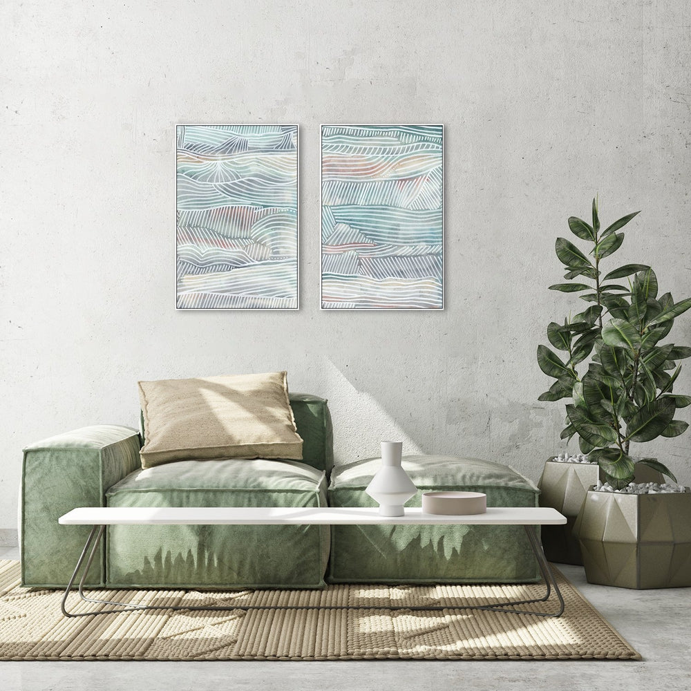 wall-art-print-canvas-poster-framed-Green, Yellow And Blue Abstract, Style B, Set Of 2-by-Emily Wood-Gioia Wall Art